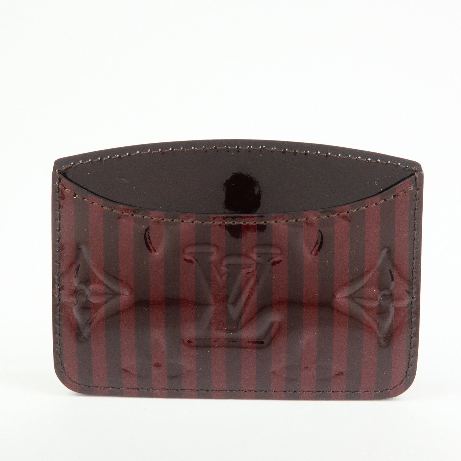 Louis Vuitton Rayures Vernis Etui Miroir Card Case Amarante PM91709