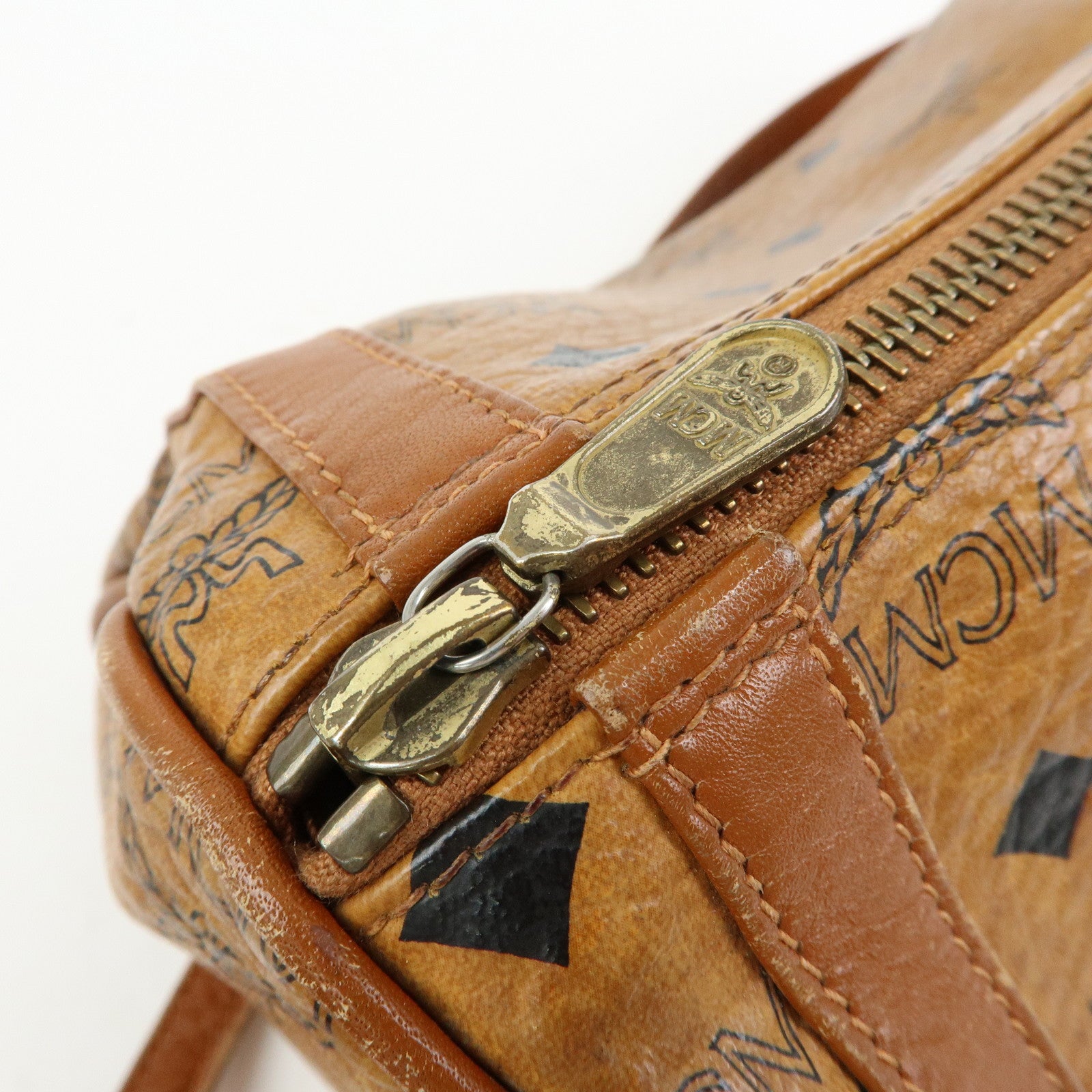 MCM Visetos PVC Leather Shoulder Bag Crossbody Bag Brown