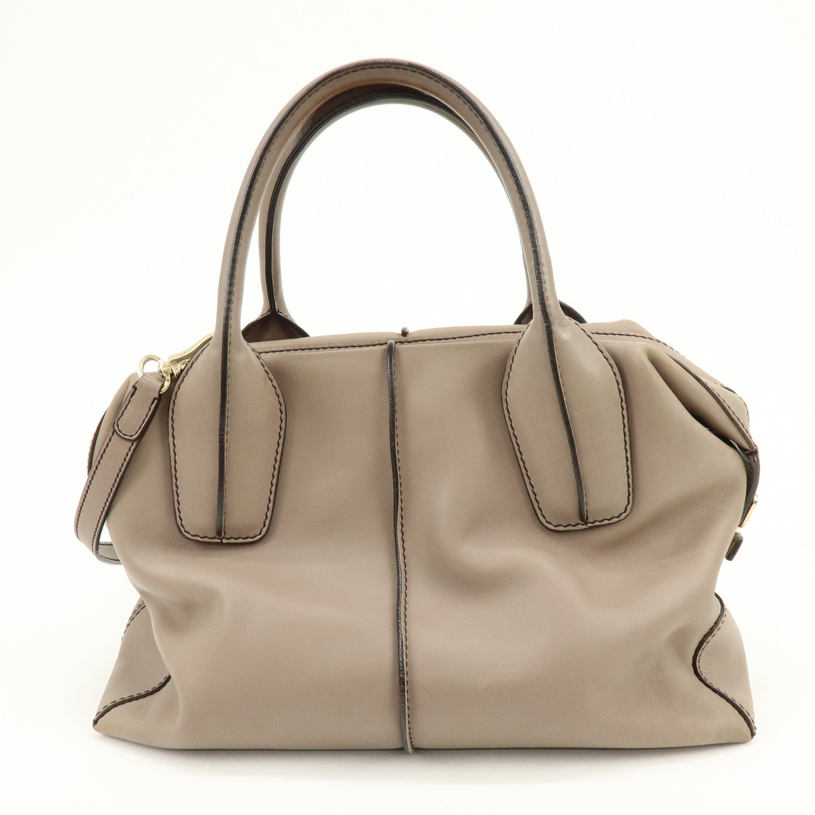 TOD'S D Styling Leather 2Way Bag Hand Bag Shoulder Bag Gray