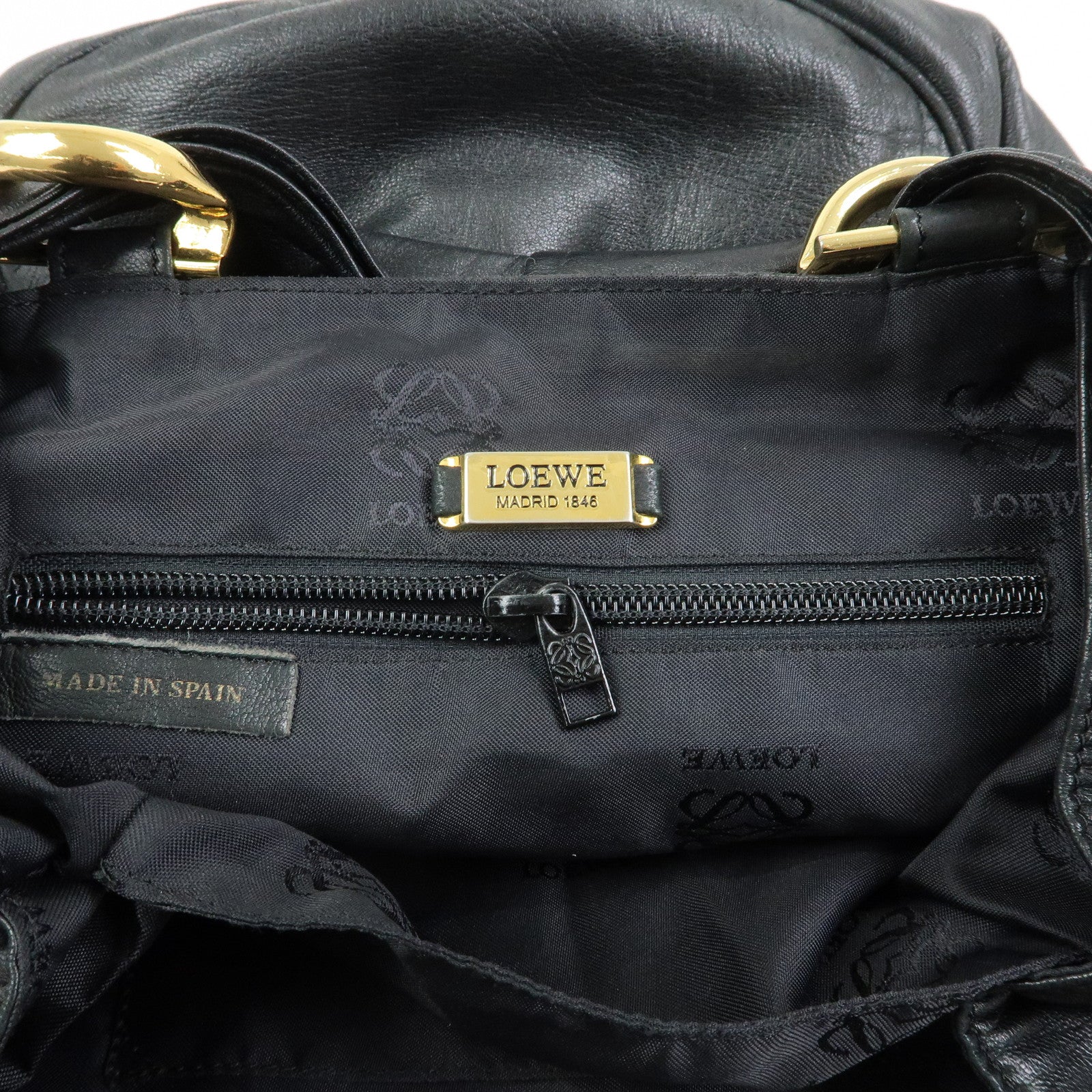 LOEWE Anagram Nappa Leather Hand Bag Shoulder Bag Black