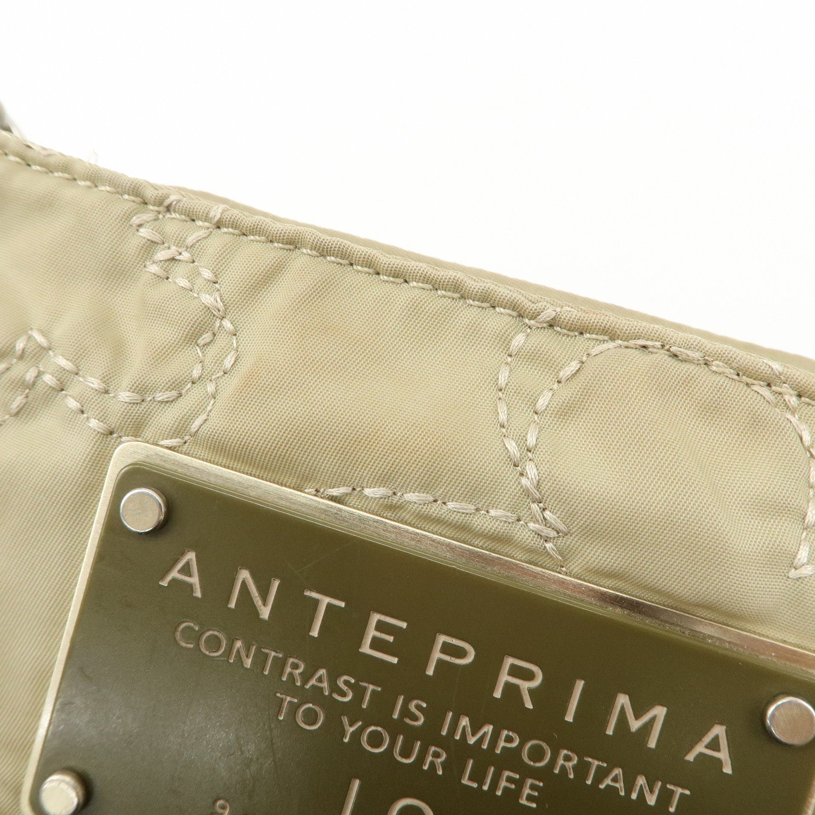 ANTEPRIMA Logo Nylon 2Way Bag Hand Bag Shoulder Bag Khaki