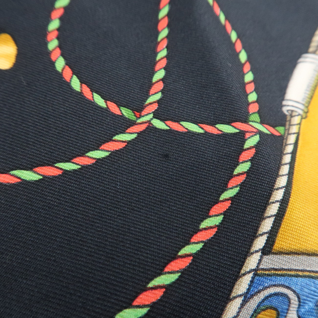 HERMES Carre 90 Silk 100% Scarf LES TAMBOURS Black Multicolor Used