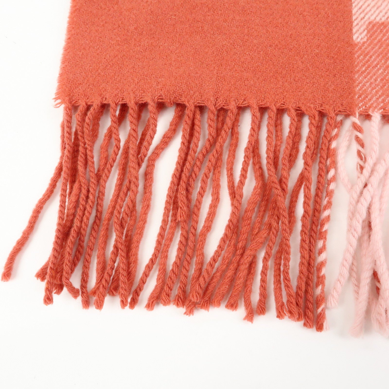 Christian Dior Logo Wool Cashmere Fringe Scarf Red