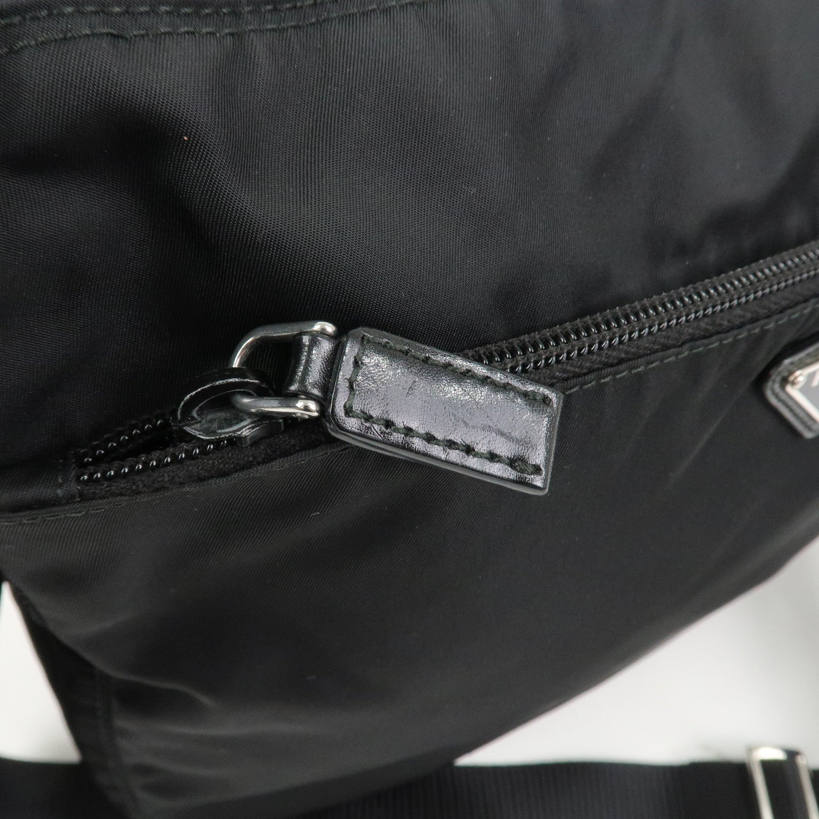 PRADA Triangle Logo Nylon Shoulder Bag Crossbody Bag Black 1BC421