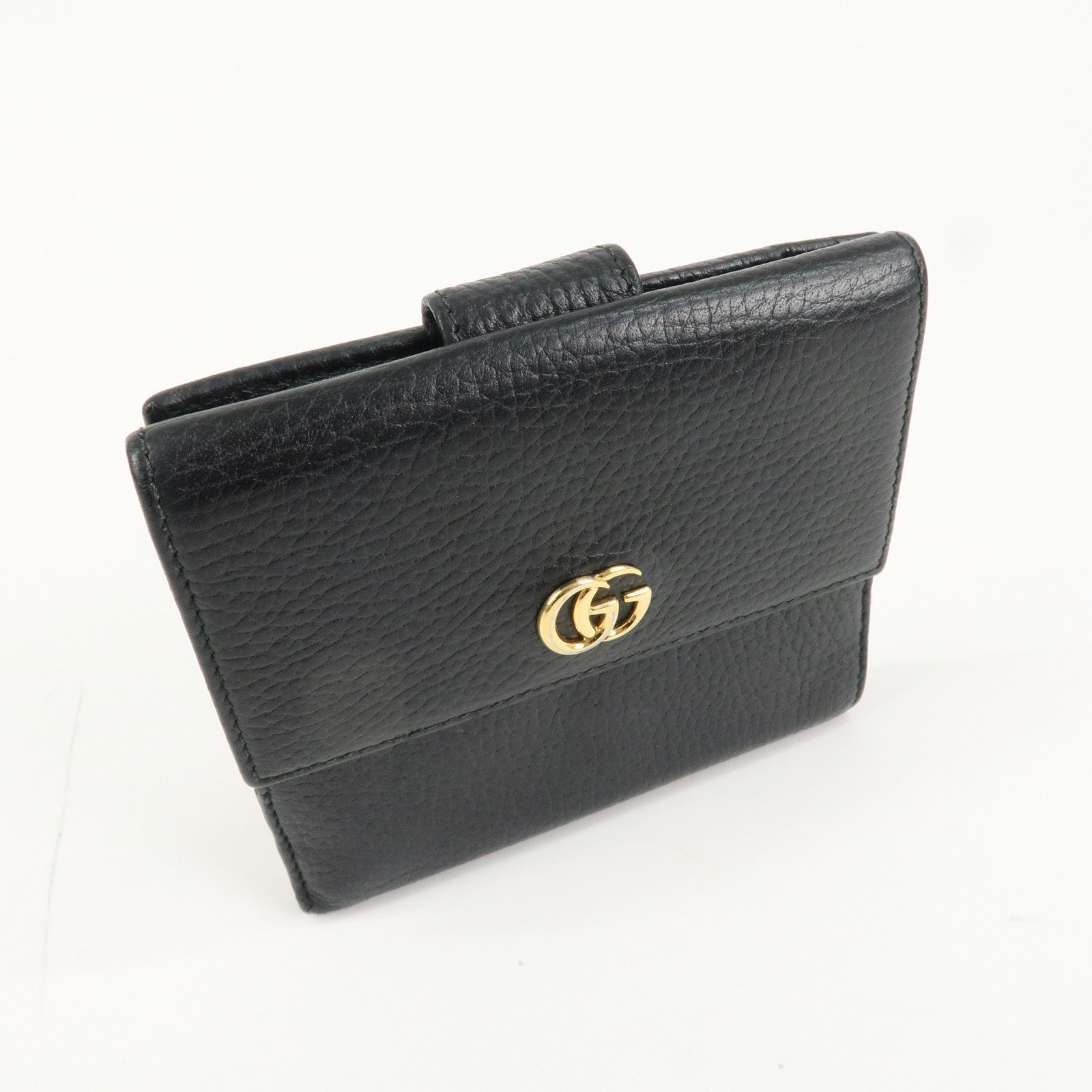 GUCCI GG Marmont Leather Double Hook Wallet Black 456122 Used