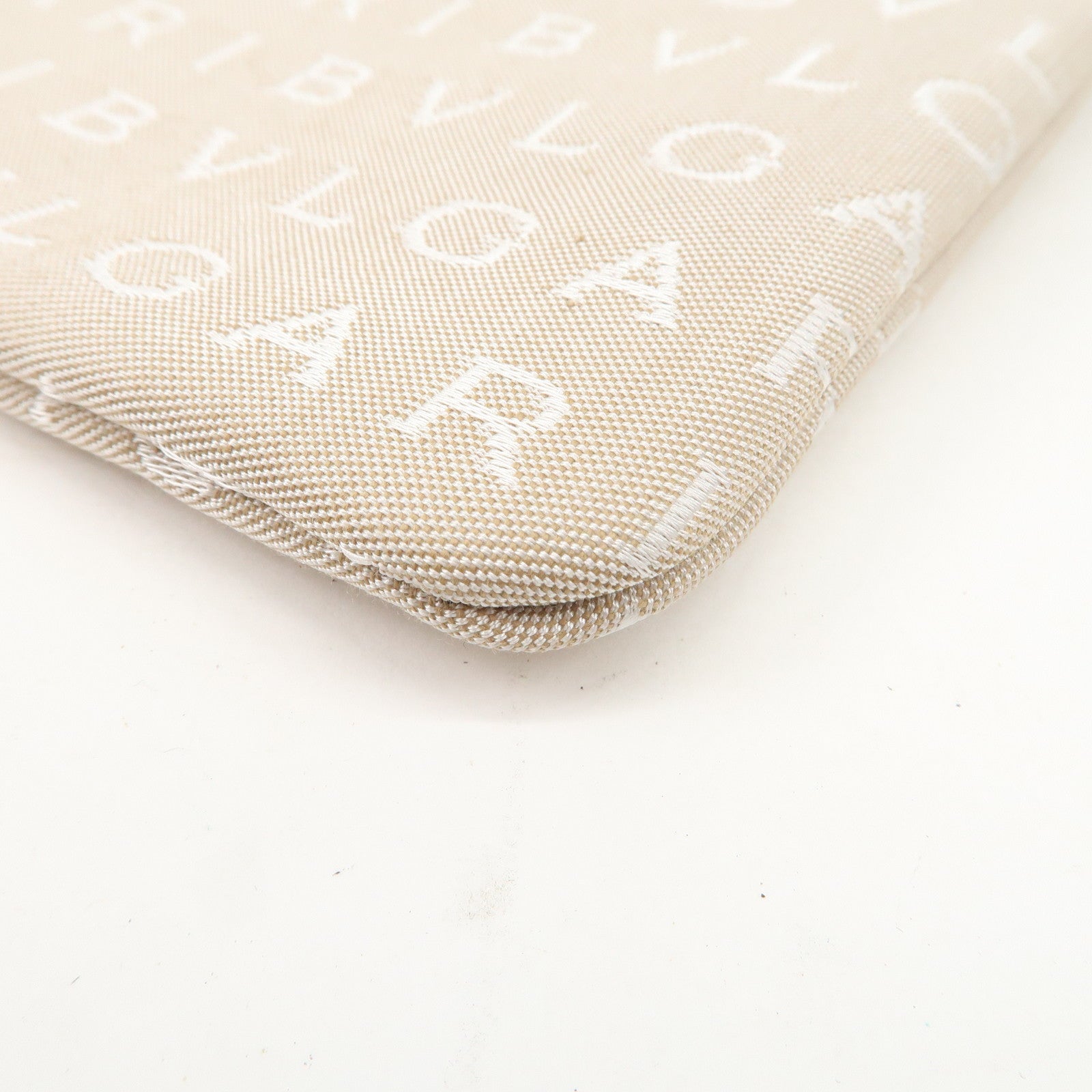 BVLGARI Logo Mania Canvas Leather Shoulder Bag Beige Dark Brown