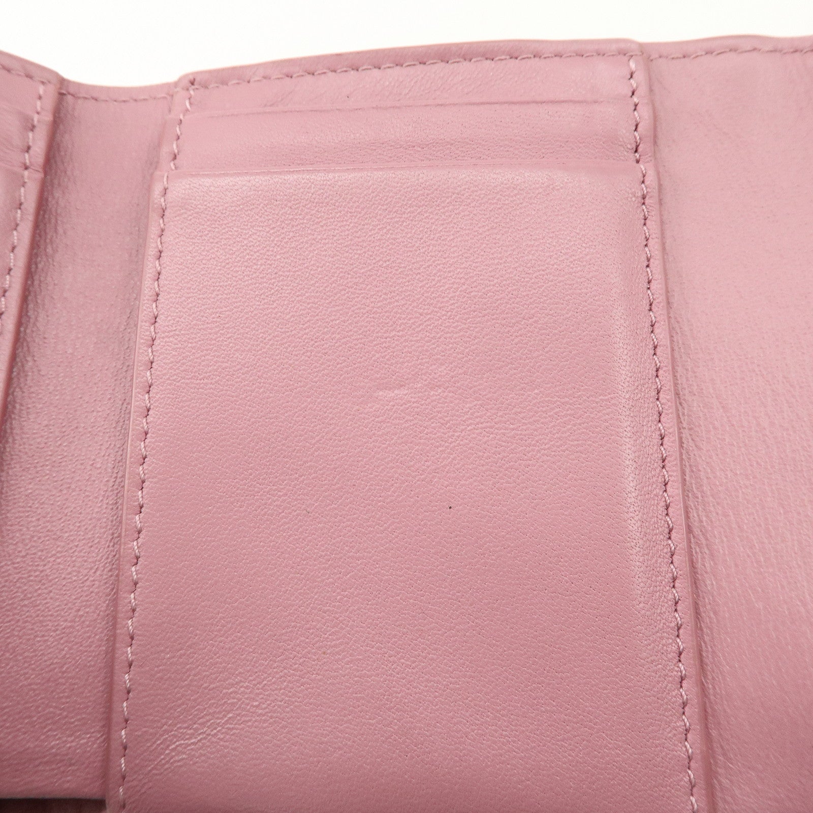 Christian Dior Lady Dior Cannage Patent Leather Tri-fold Wallet Pink Used