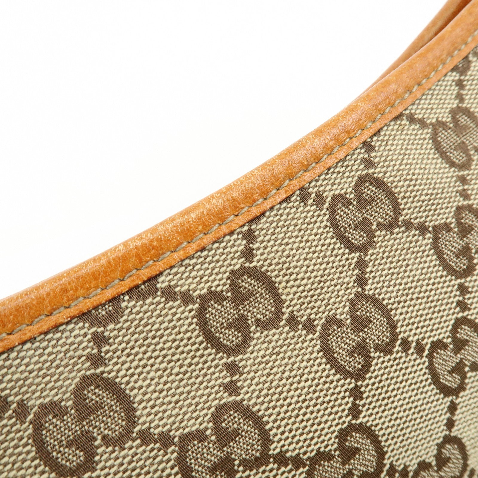 GUCCI Abbey GG Canvas Leather Shoulder Hand Bag Beige Orange 130939