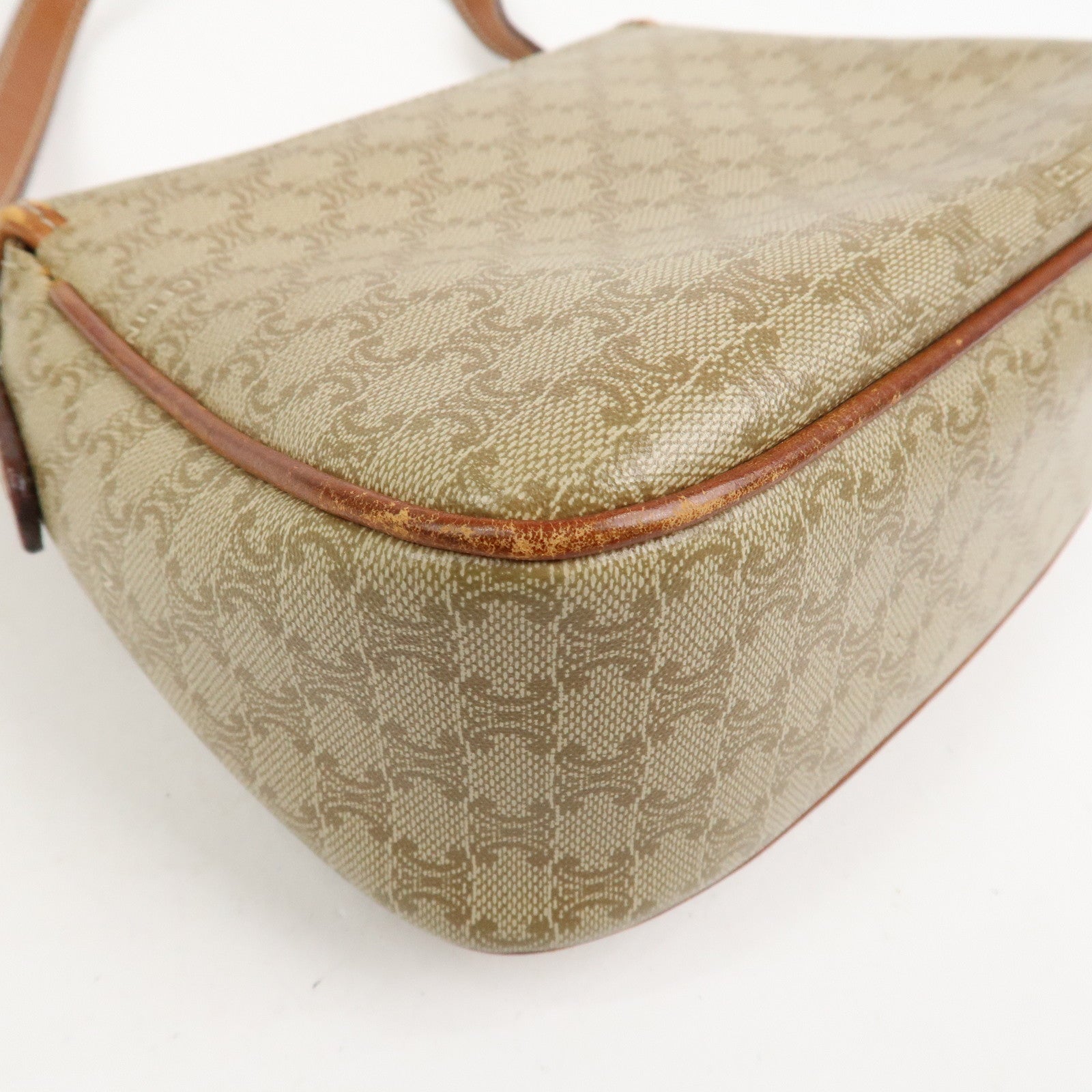 CELINE Macadam PVC Leather Shoulder Bag Beige Brown Gold HDW