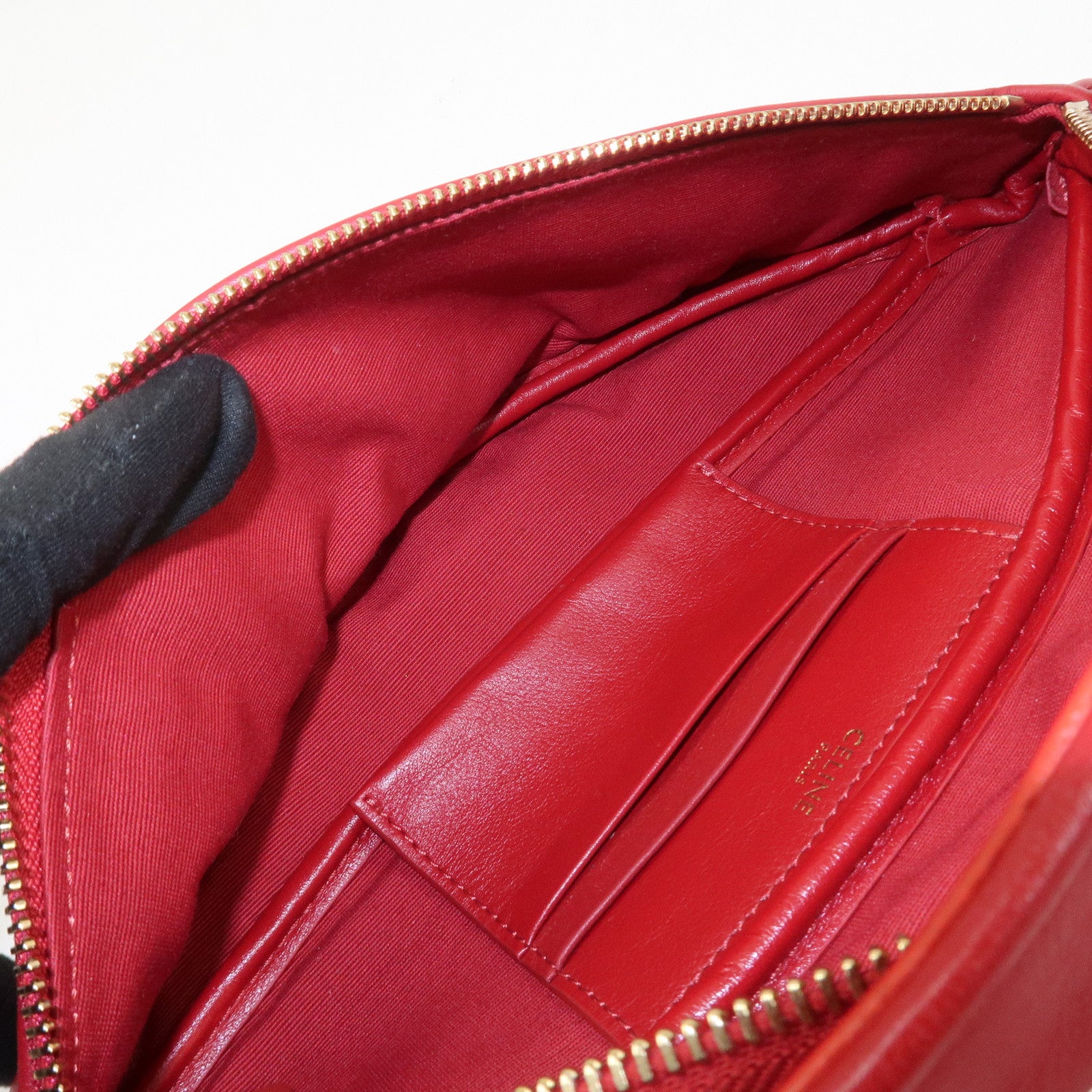 CELINE Leather C Charm Waist Bag Body Bag Red