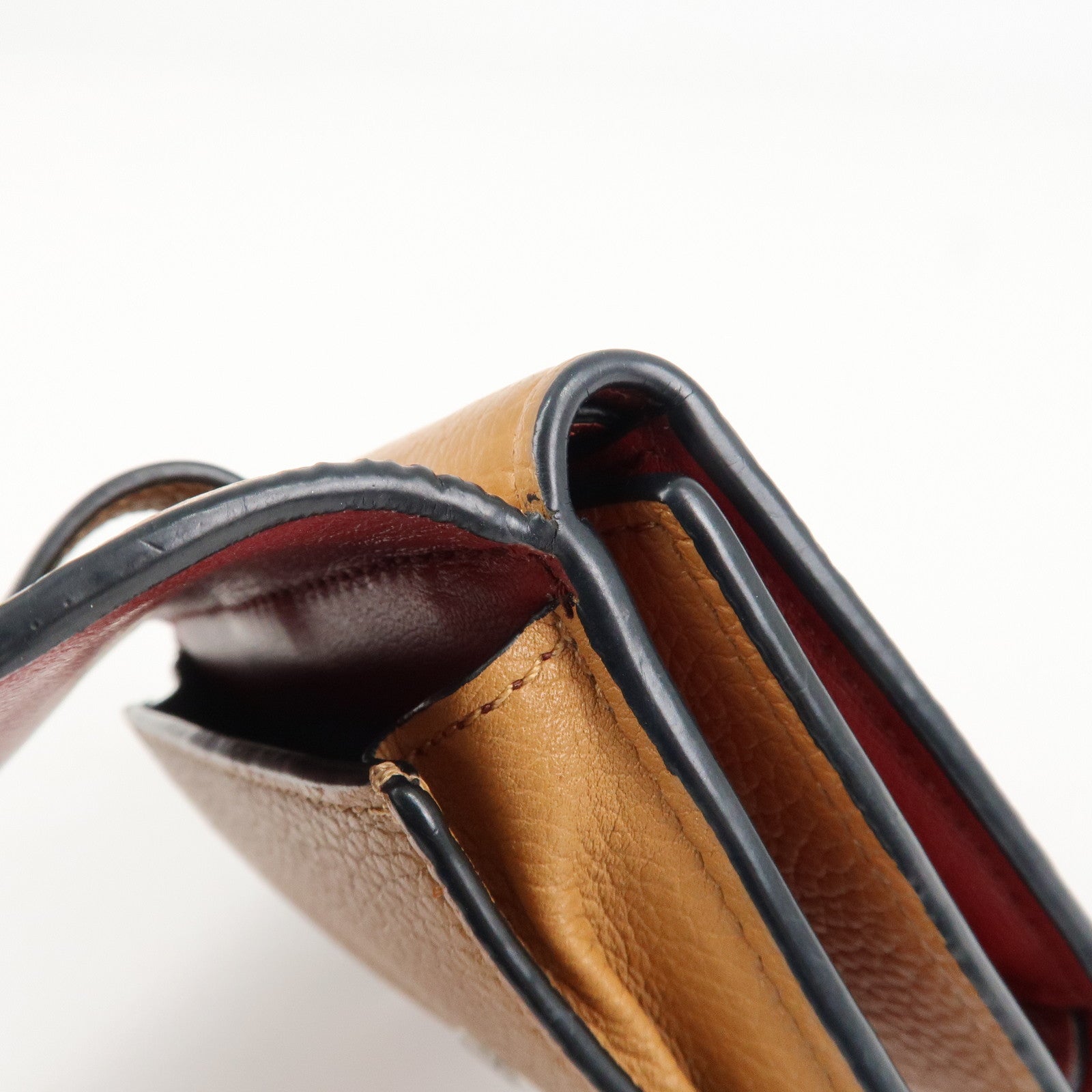 LOEWE Leather Tri-fold Compact Wallet Brown Used