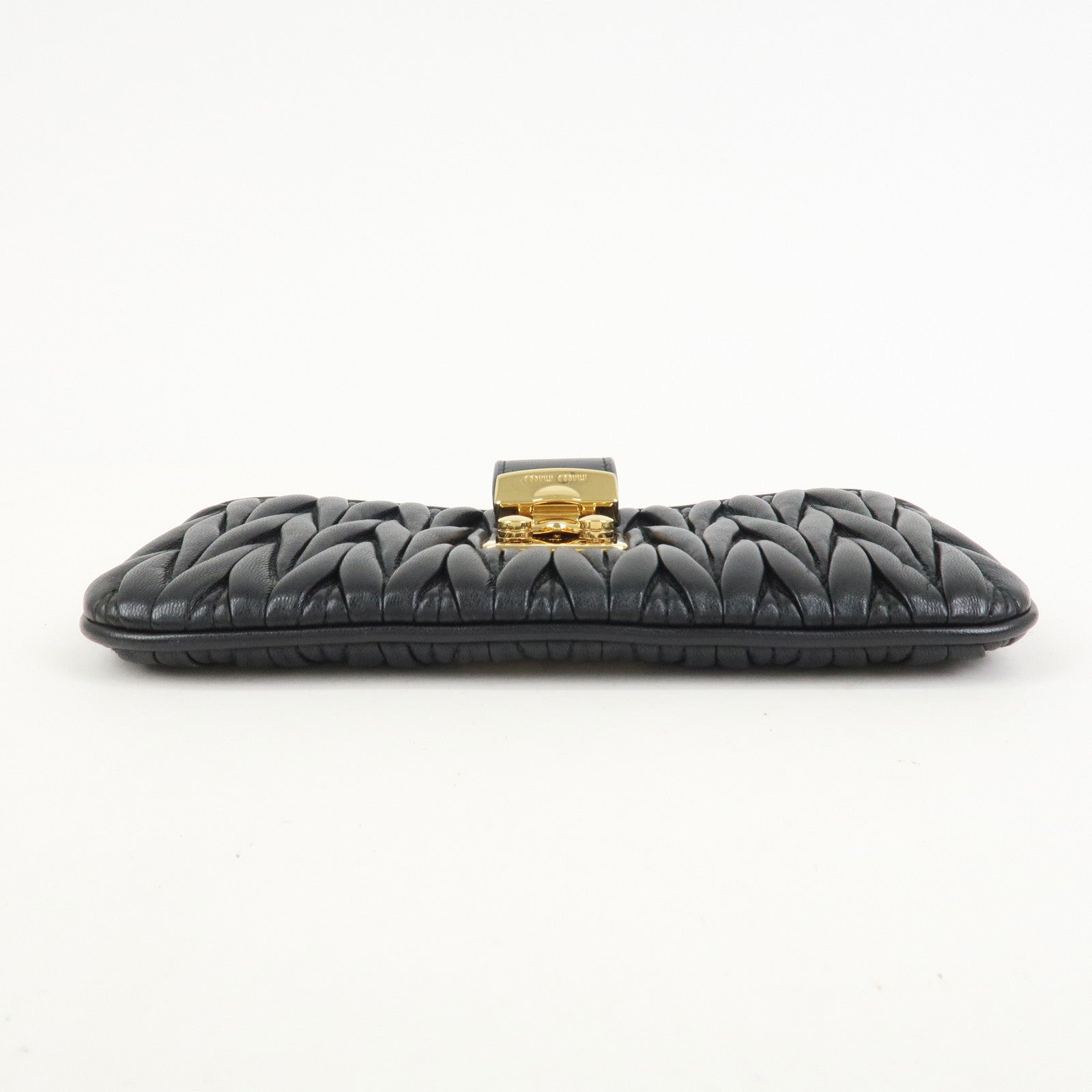 MIU MIU Matelasse Nappa Leather Chain Shoulder Bag Phone Case Black
