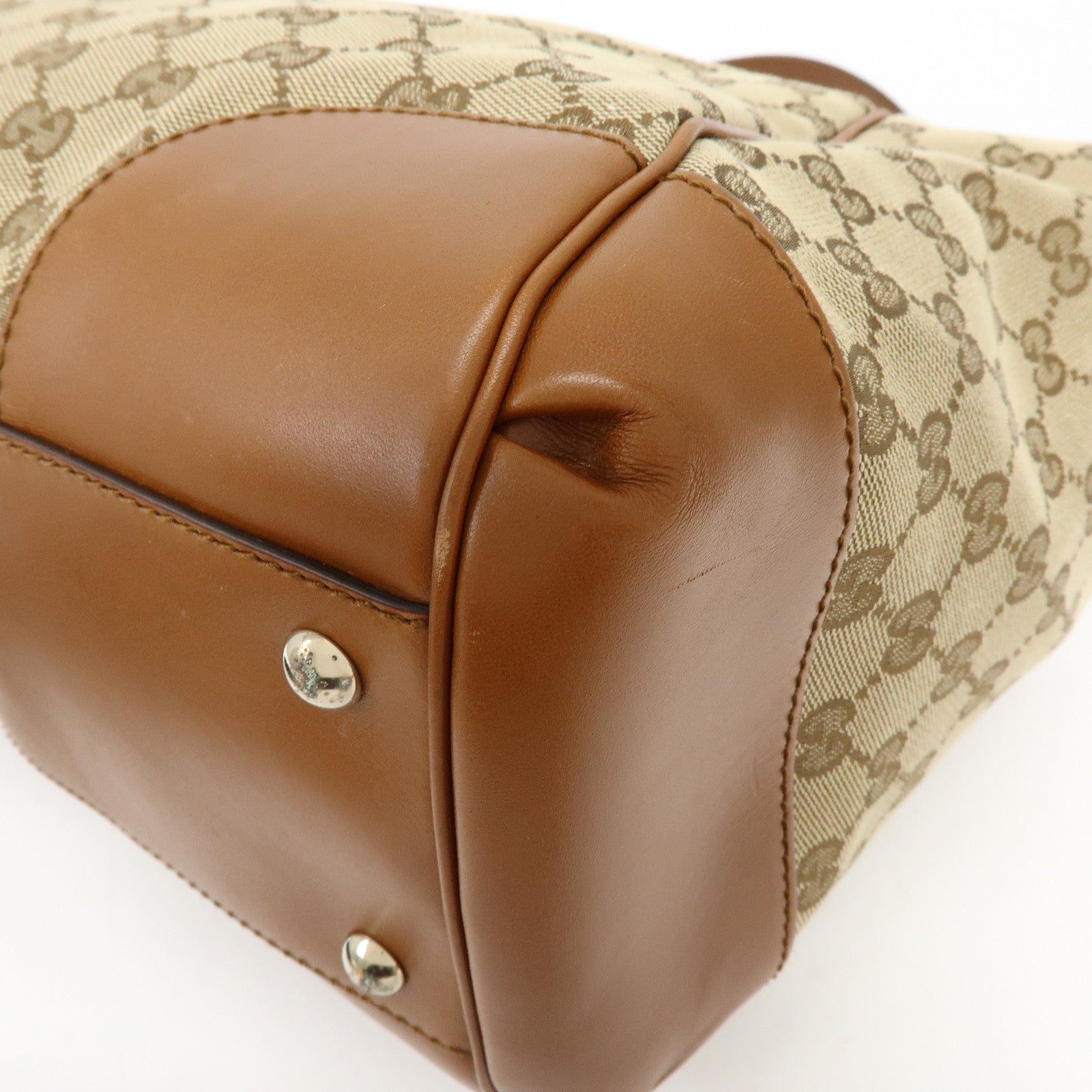 GUCCI Interlocking G GG Canvas Leather Tote Bag Shoulder Bag 296896