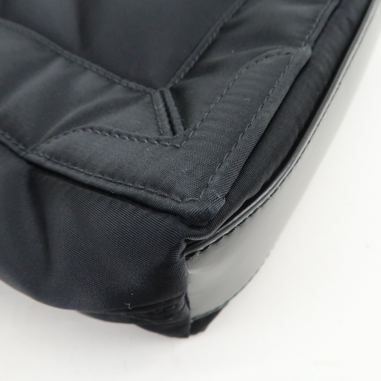 BALENCIAGA Navy Cabas XS Nylon Leather 2Way Bag Black 390346