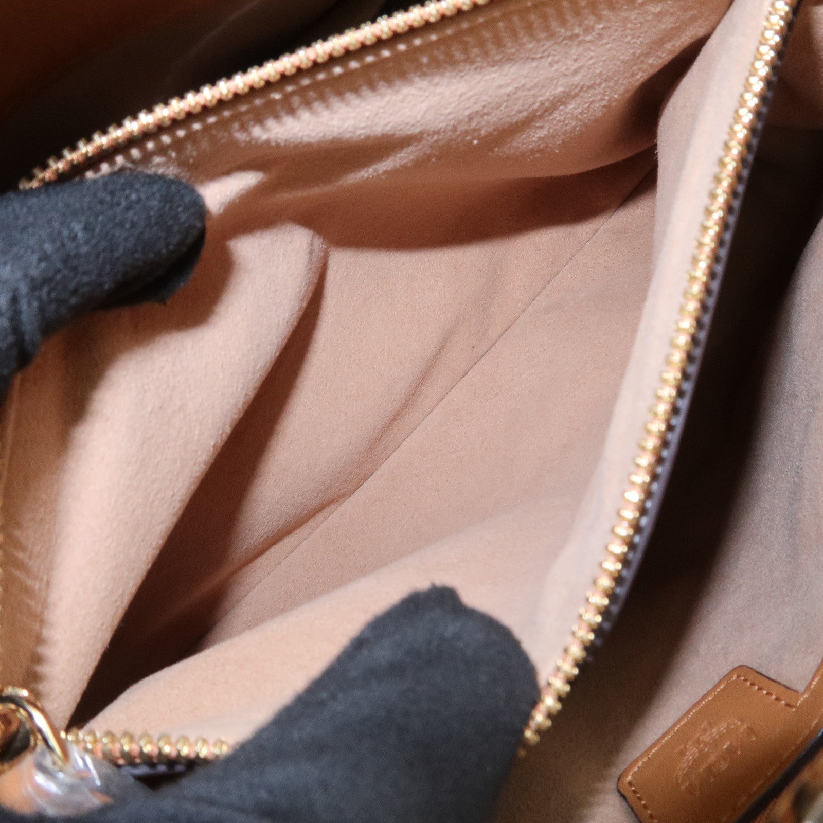 MCM Visetos PVC Leather 2Way Bag Hand Shoulder Bag Studs Cognac