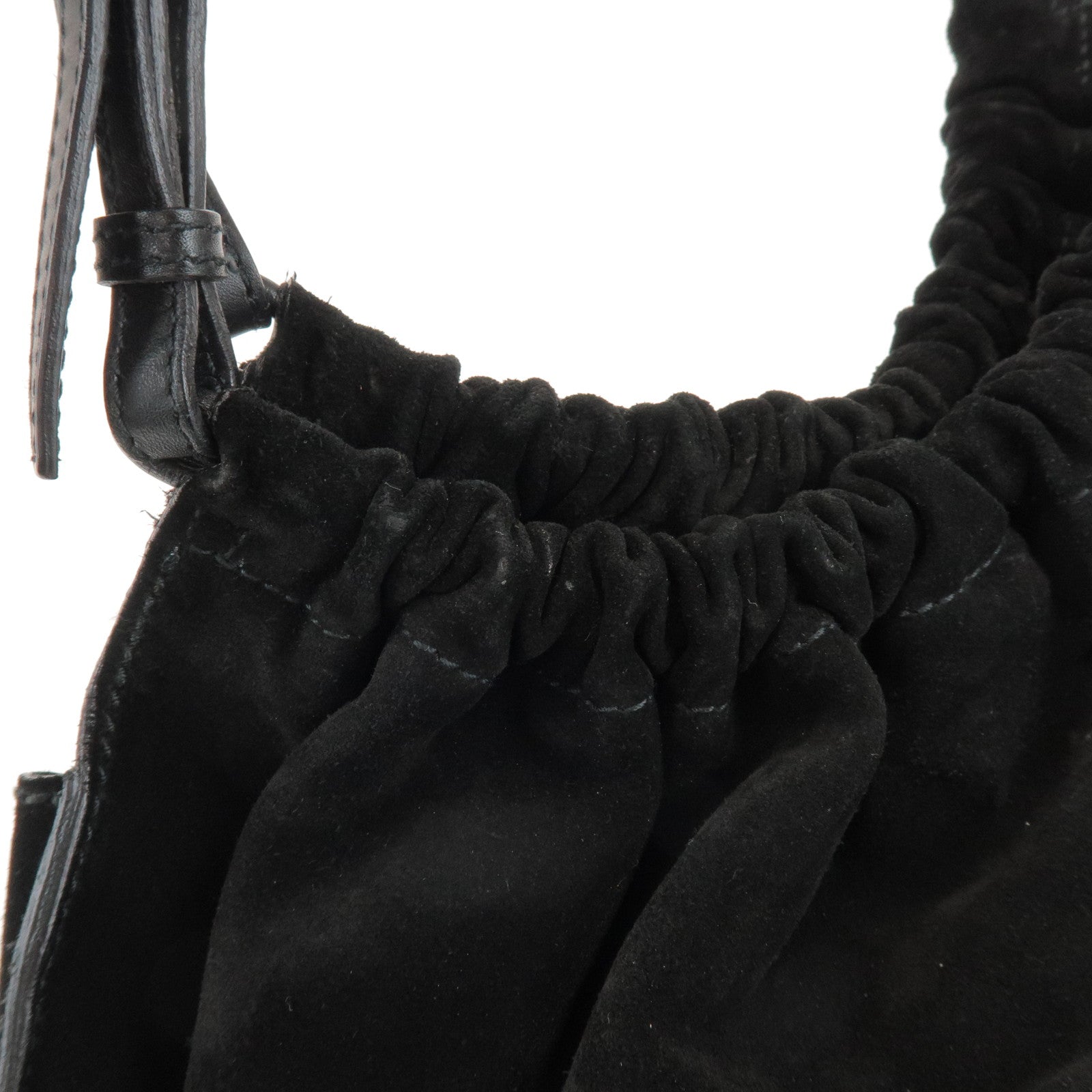 GUCCI Suede Leather Hand Bag Shoulder Bag Black 0014335