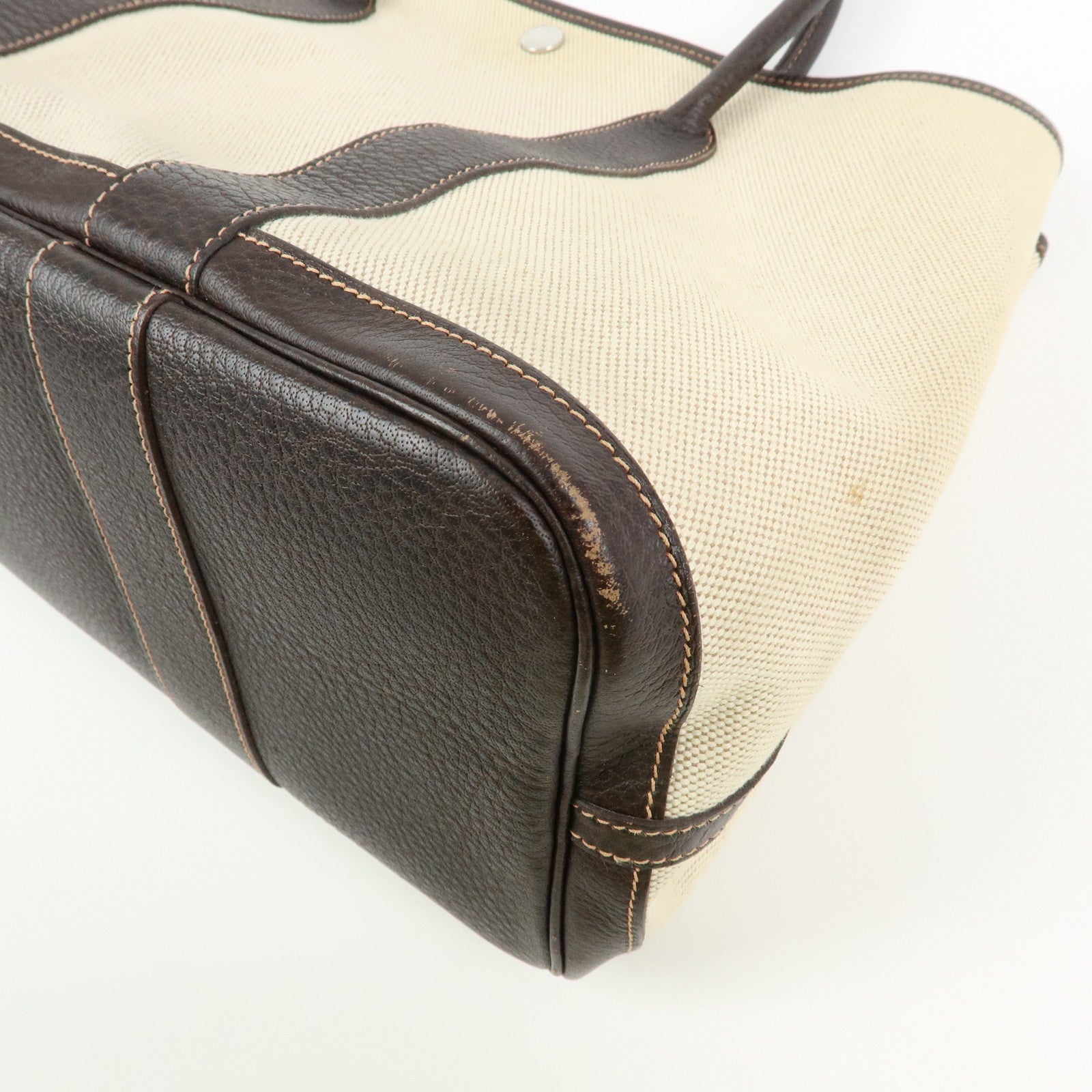 HERMES Garden Party PM Toile Ash Leather I Stamped Tote Bag Natural