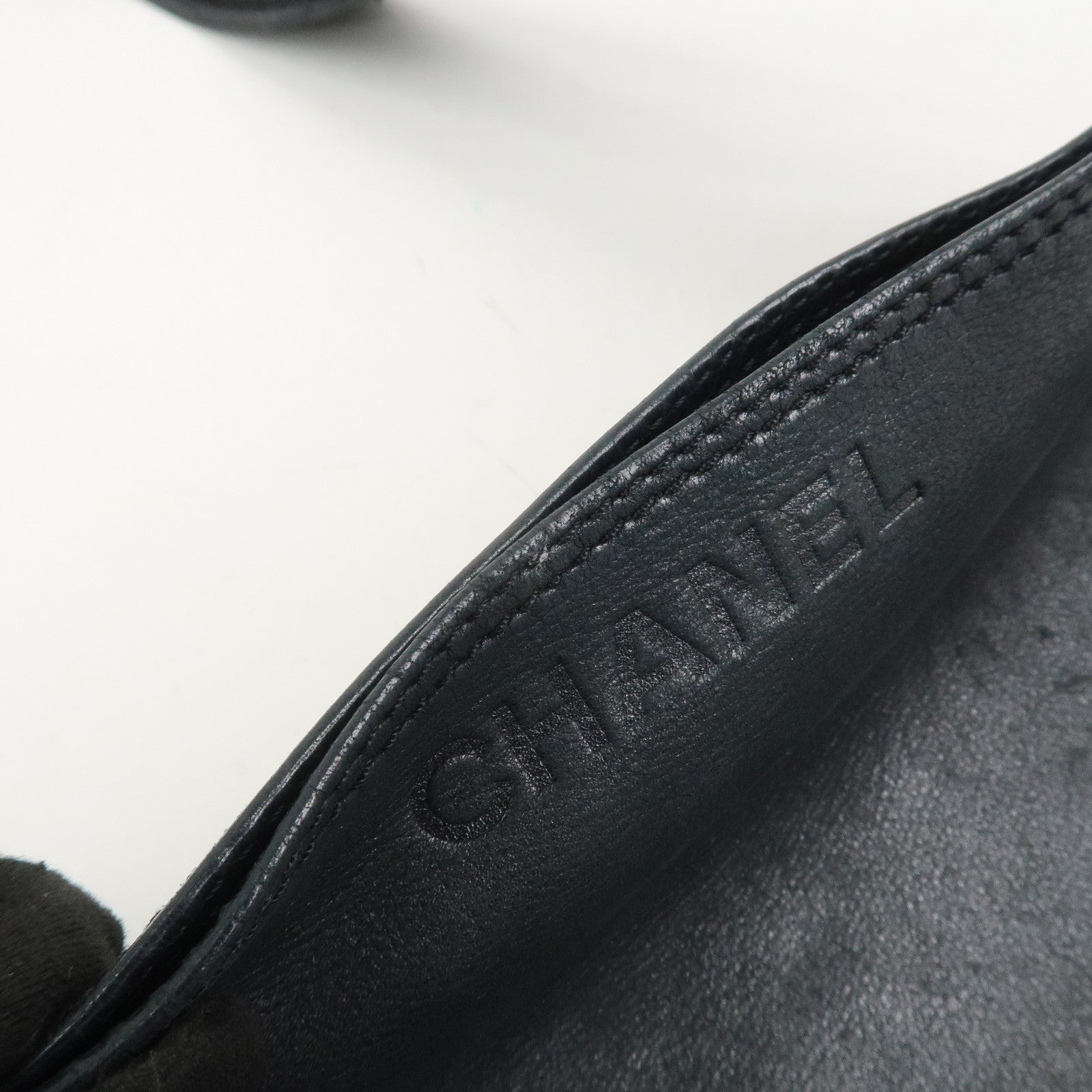 CHANEL Lamb Skin Shoulder Bag Crossbody Bag Black