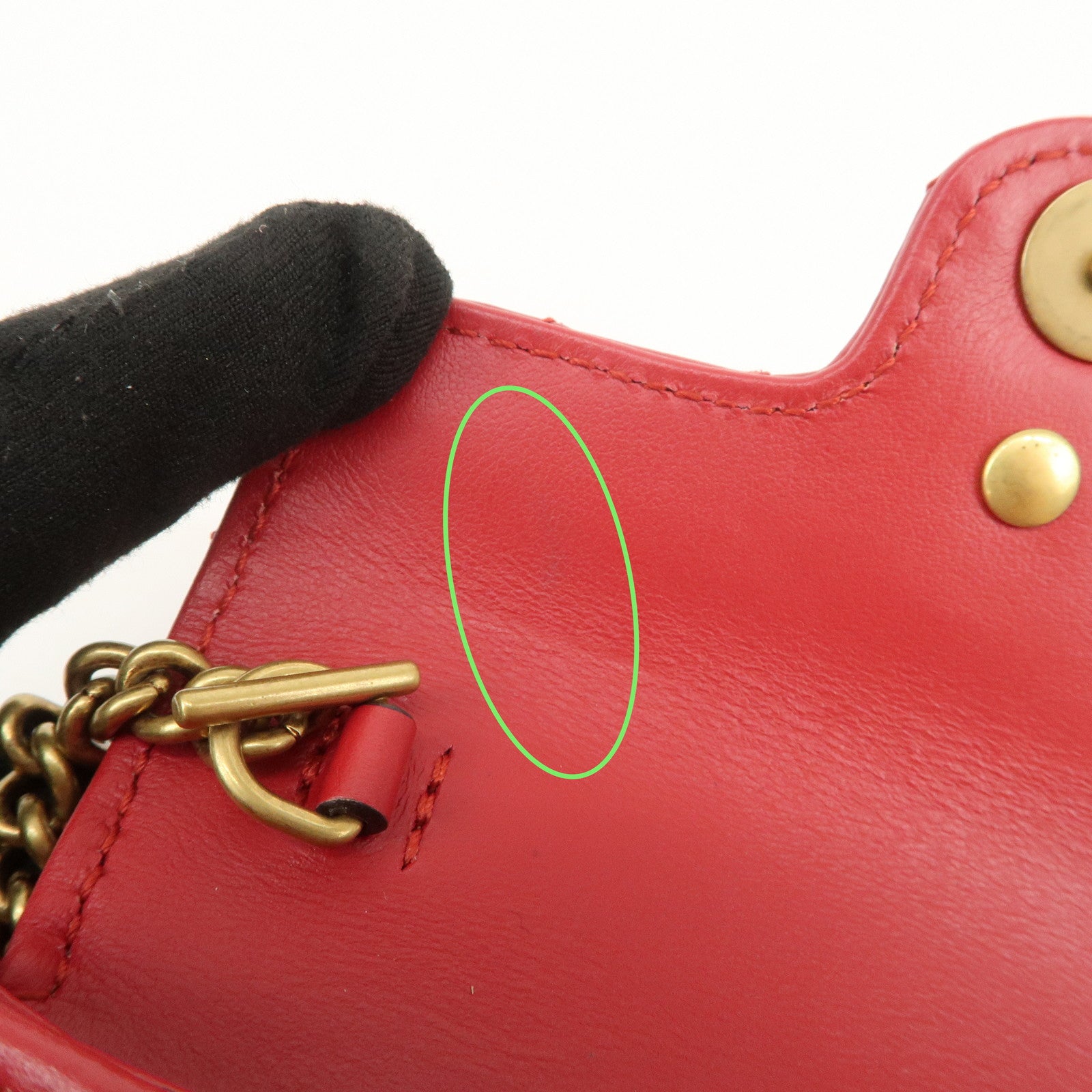 GUCCI GG Marmont Leather Chain Hand Bag Pouch Red 575161