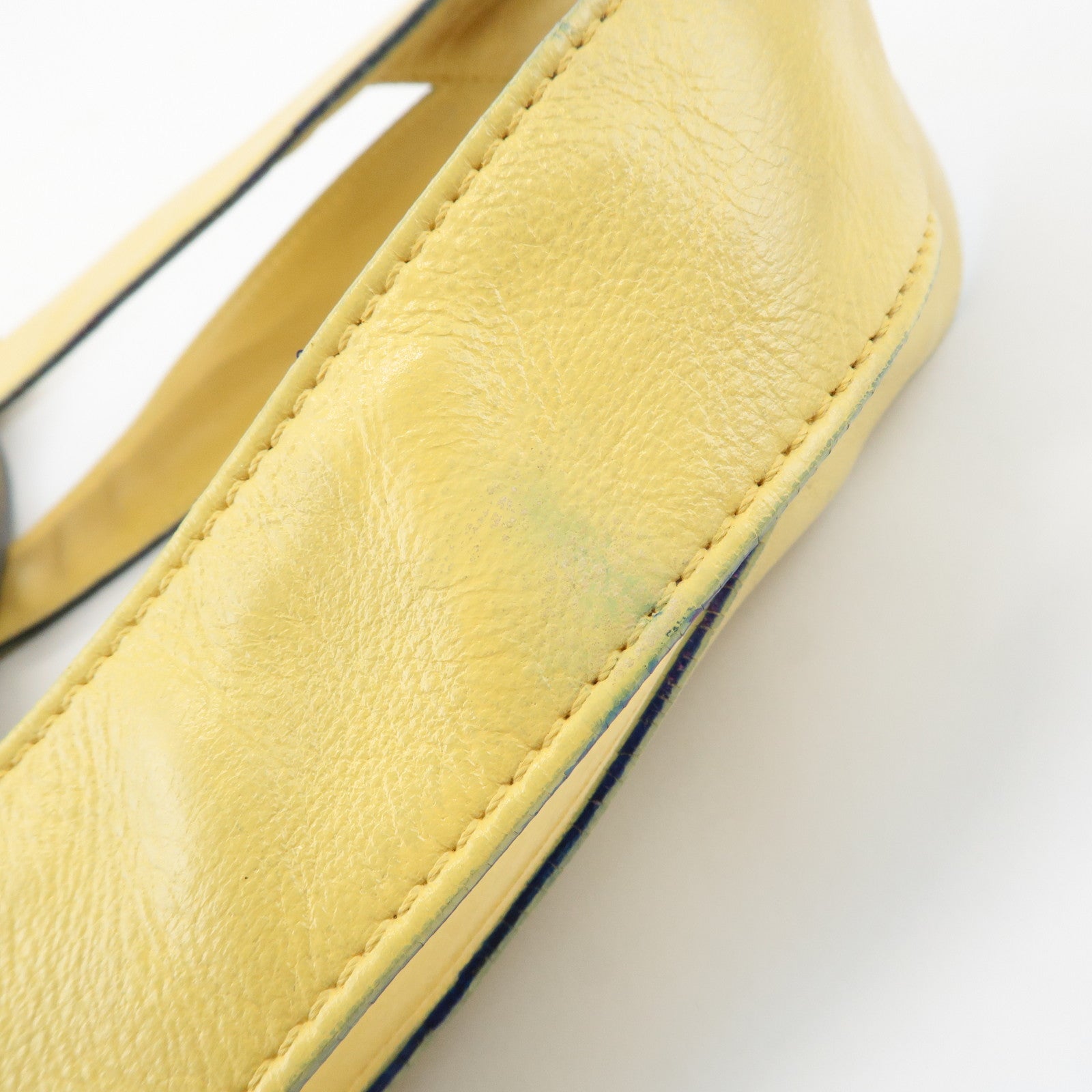 CHANEL COCO Mark Lamb Skin 2Way Bag Tote Bag Yellow Used