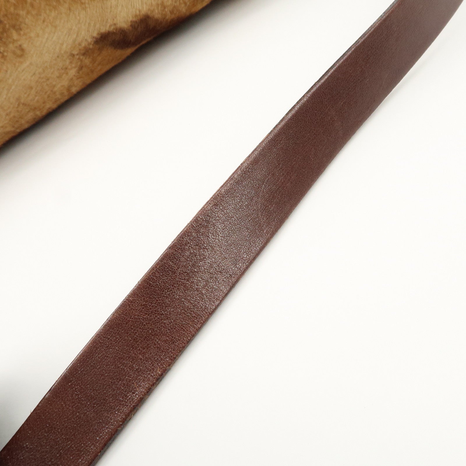 FENDI Mamma Baguette Unborn Carf Leather Shoulder Bag Brown 26323 Used