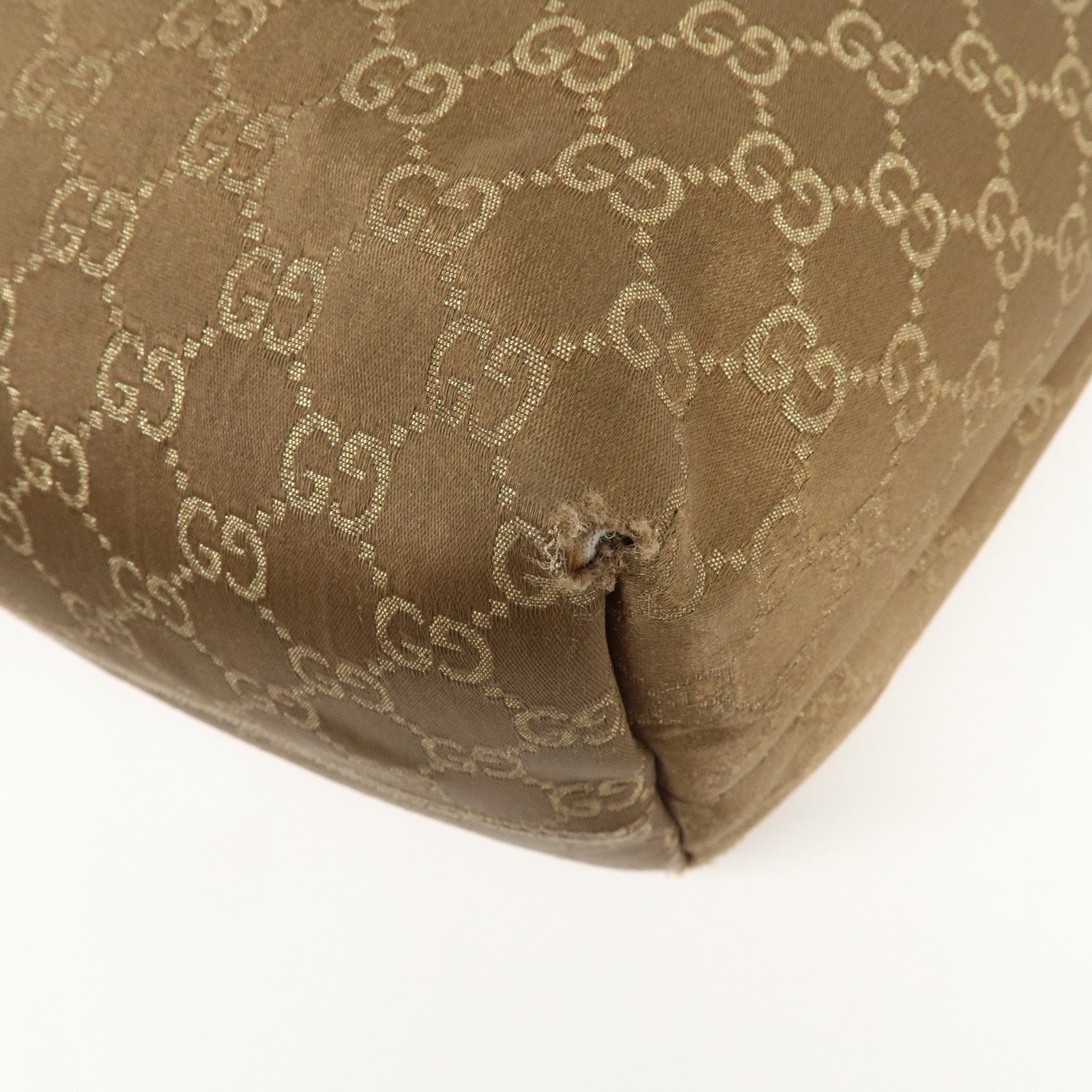 GUCCI Logo GG Canvas Leather Tote Bag Hand Bag Brown Gold 267474