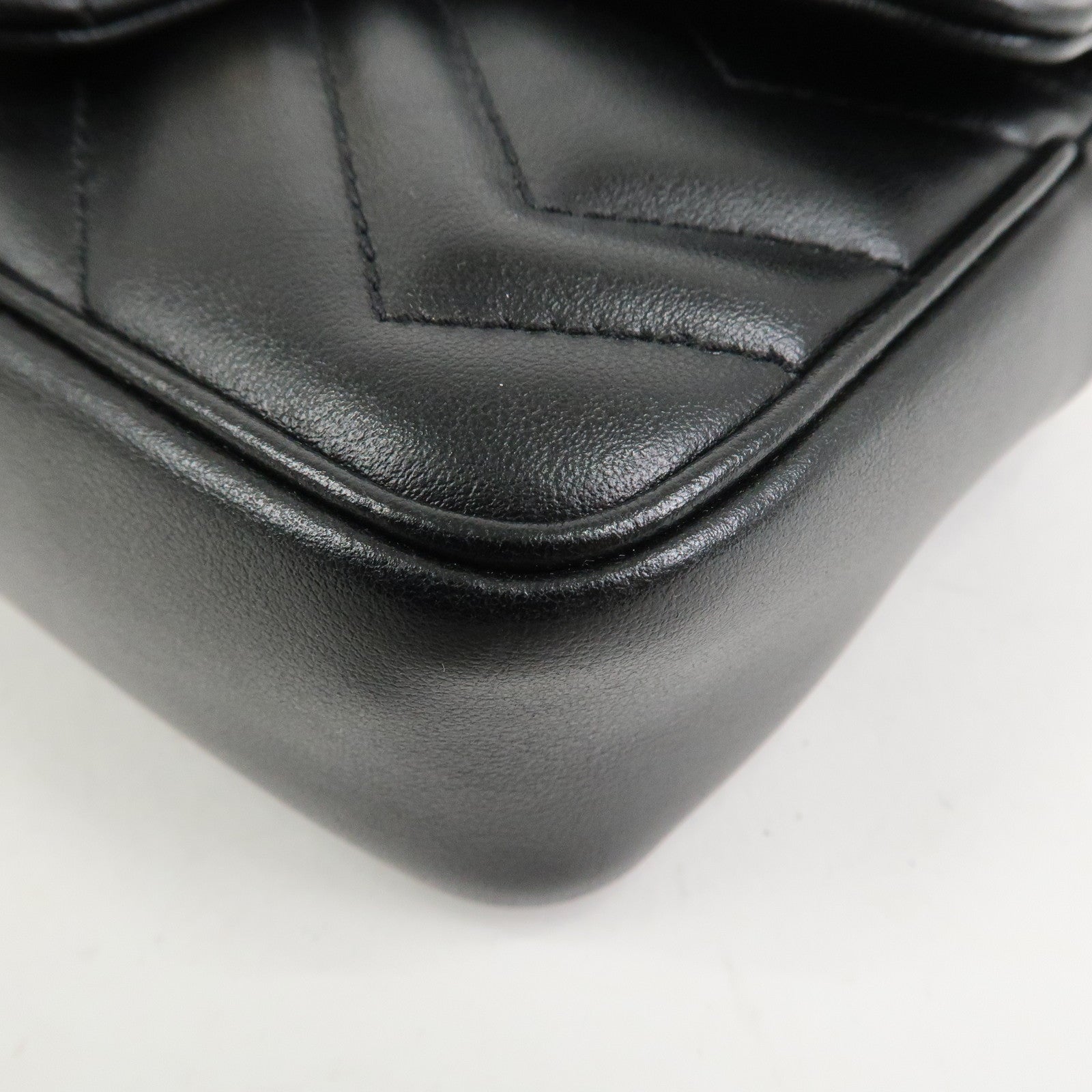 GUCCI GG Marmont Leather Chain Shoulder Bag Black 476433