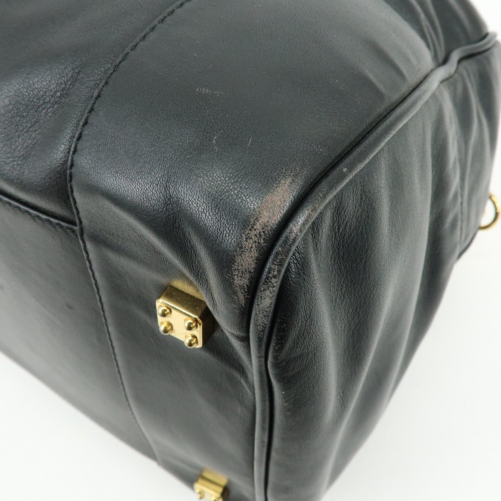 LOEWE Anagram Calf Leather 2Way Bag Boston Bag Black