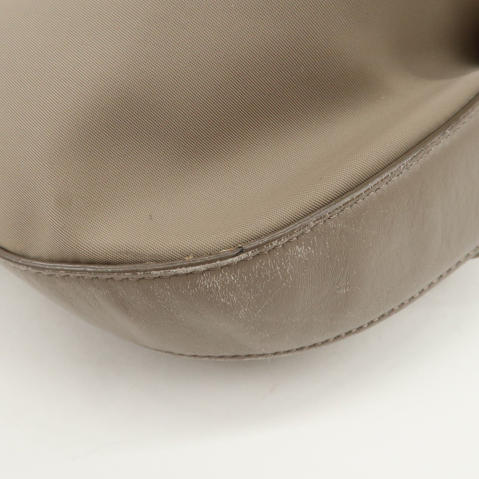 Ferragamo Vara Ribbon Nylon Leather Shoulder Bag Hand Bag Gray