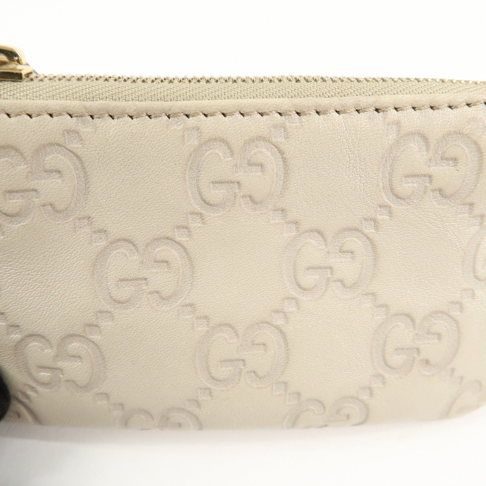 GUCCI Guccissima Leather Coin Case Key Case Ivory 233183 Used