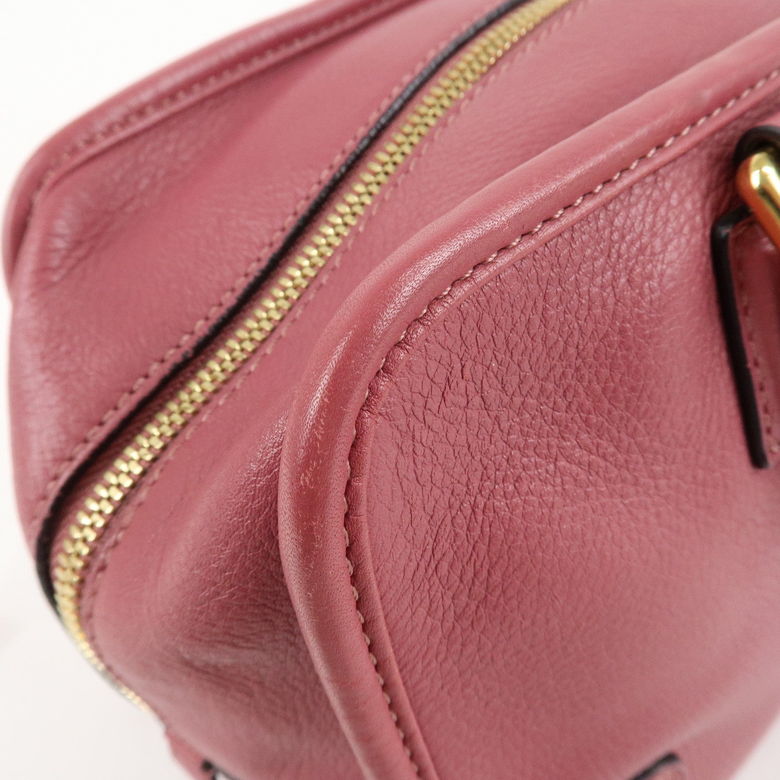 LOEWE Anagram Amazona 28 Leather Hand Bag Pink Used