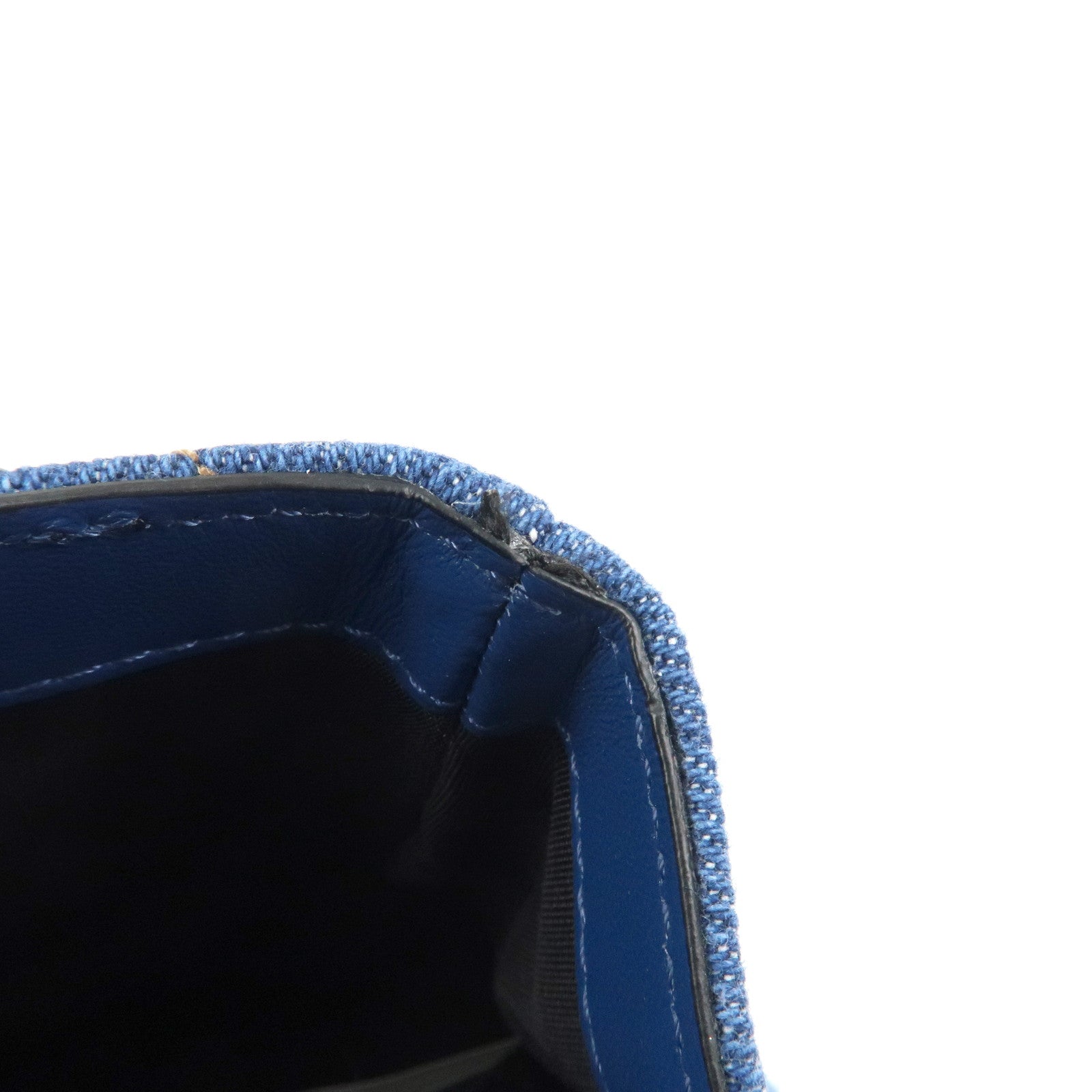 GIANNI VERSACE Demin Leather Chain Shoulder Bag Blue