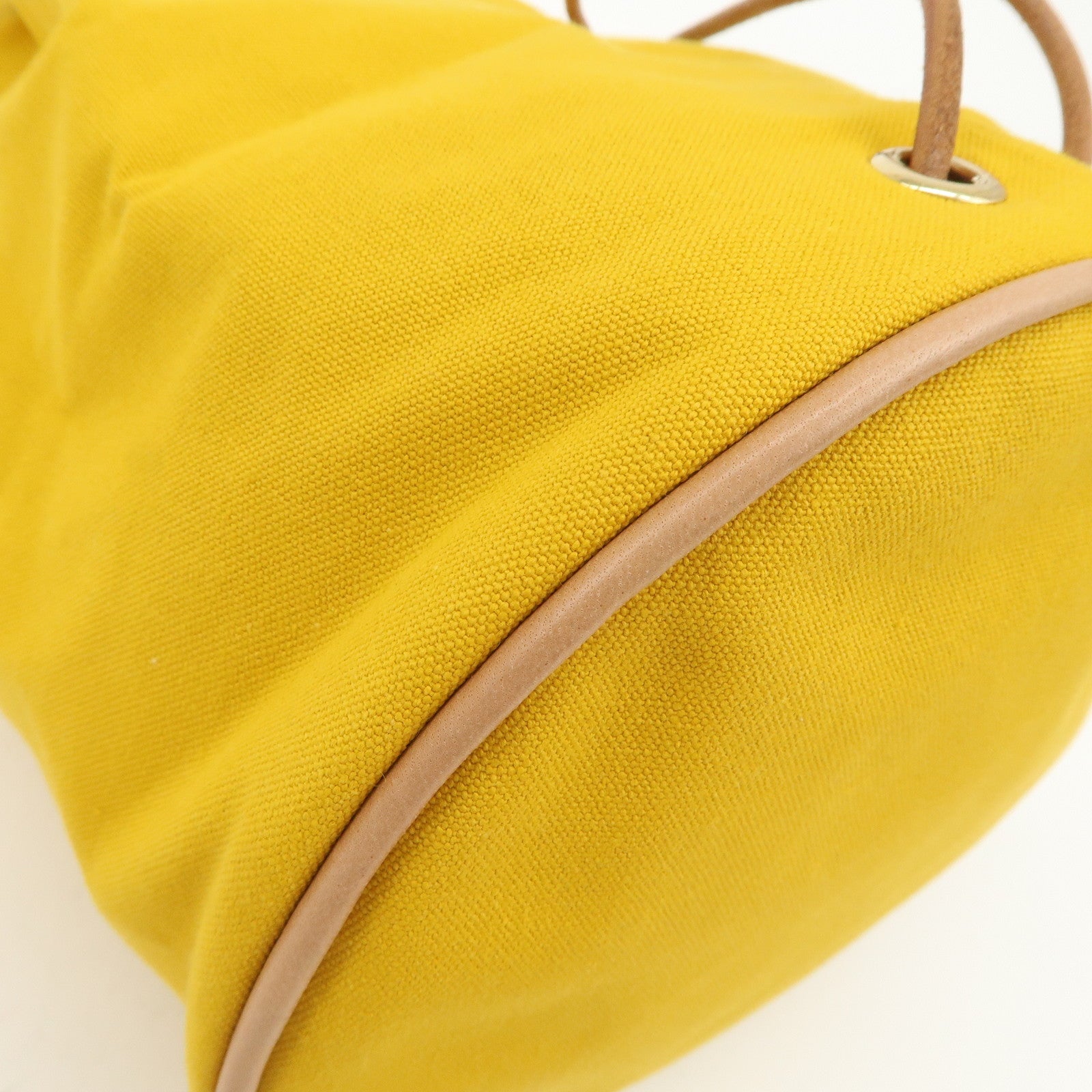 HERMES Porochon Mimil Canvas Leather PM Shoulder Bag Yellow