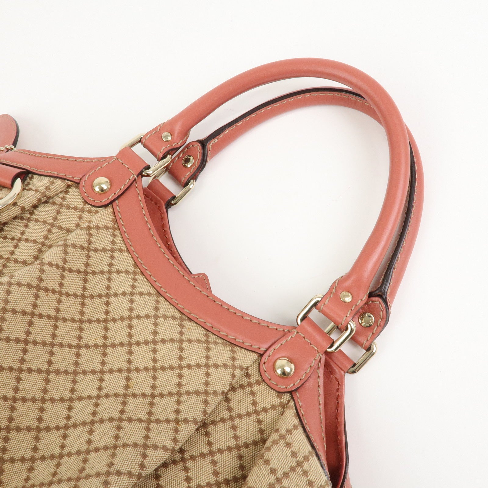 GUCCI Diamante Sukey Interlocking G Tote Bag Hand Bag Brown 211944