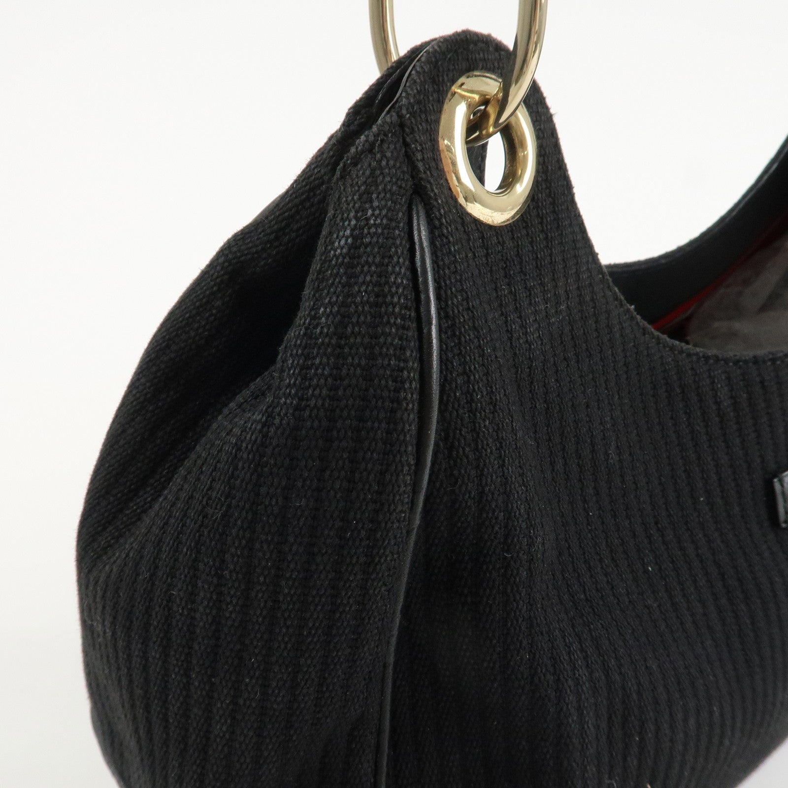 GUCCI Guccissima Leather Canvas Shoulder Bag Hand Bag Black 257265 Used