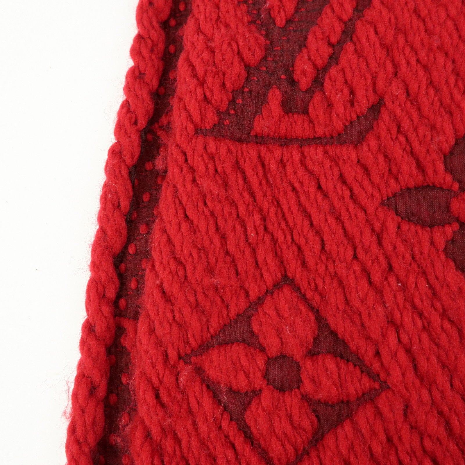 Louis Vuitton Echarpe Logo Mania Wool Silk Scarf Shawl Ruby M72432