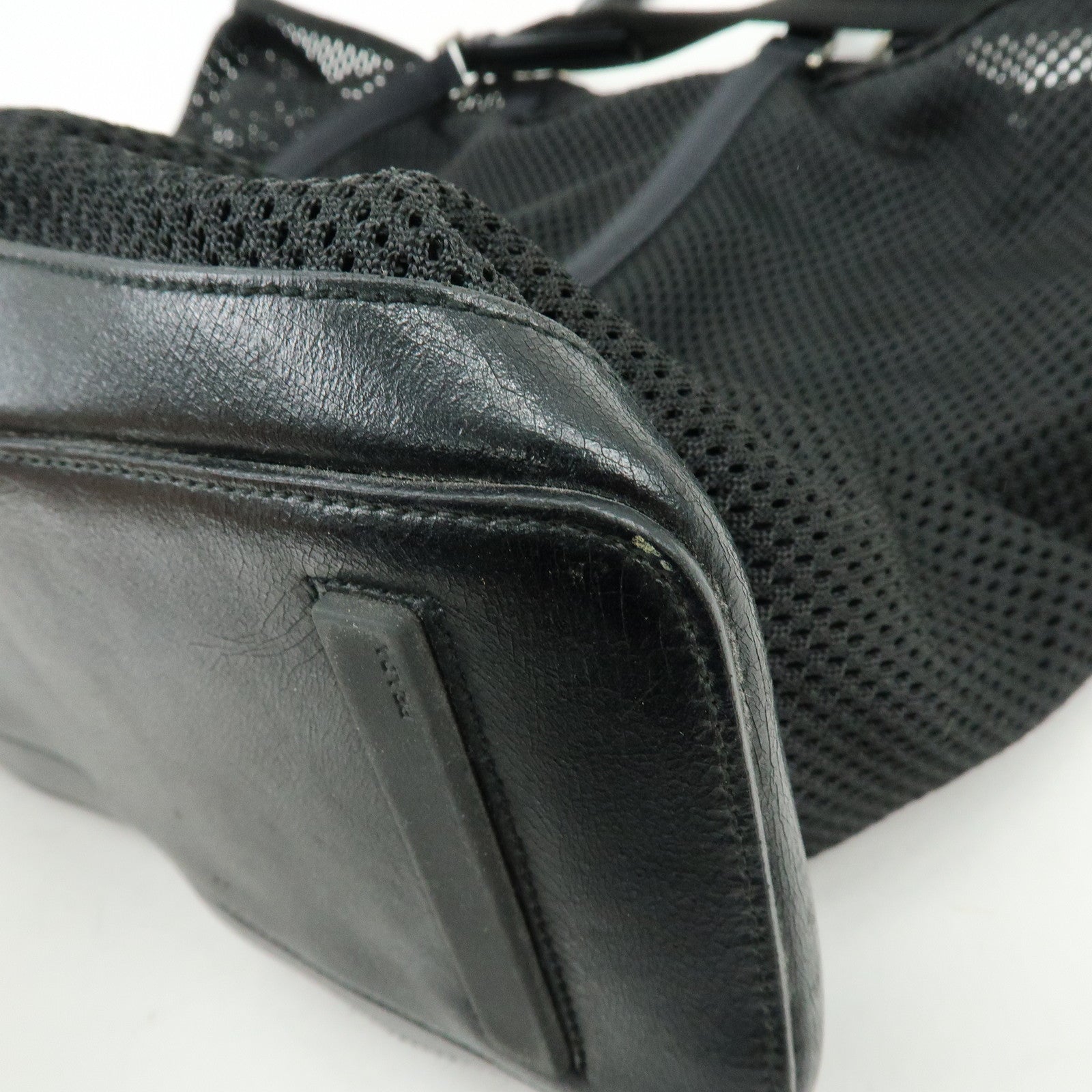 PRADA Mesh Leather Tote Bag Shoulder Bag Black