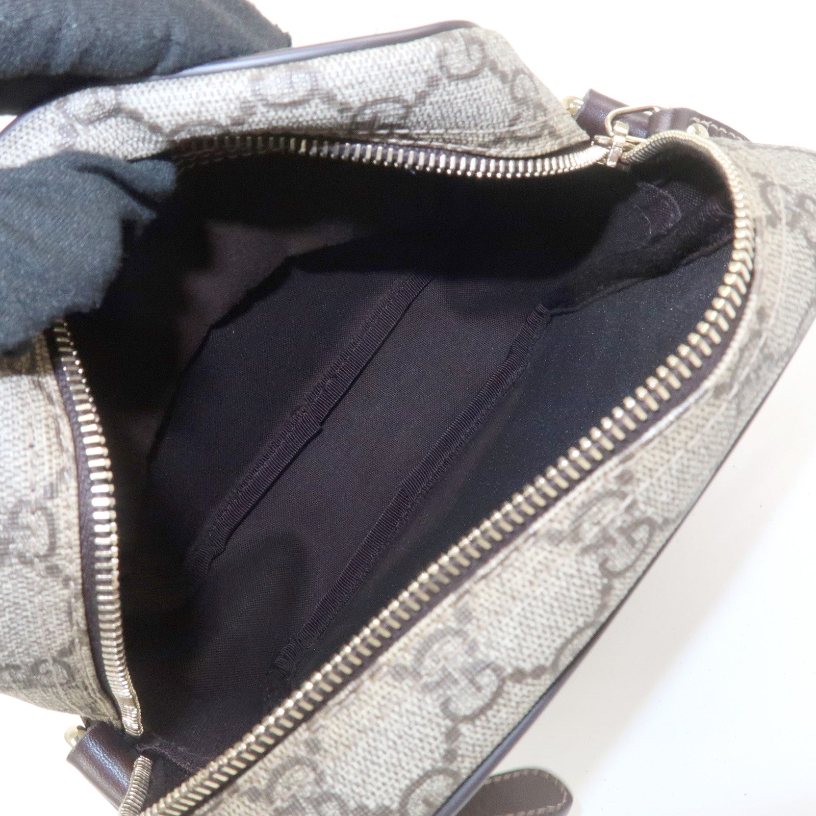 GUCCI GG Supreme Leather Shoulder Bag Crossbody Bag Beige 233268