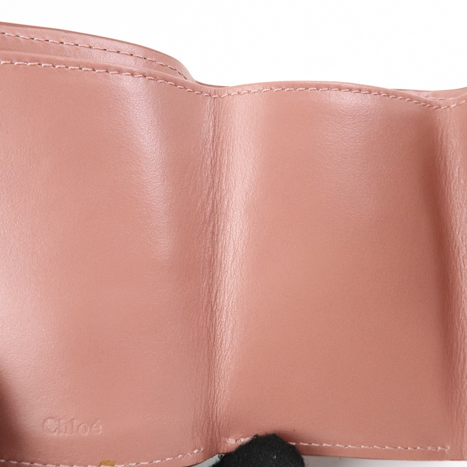 Chloe Aby Lock Leather Compact Trifold Wallet Pink