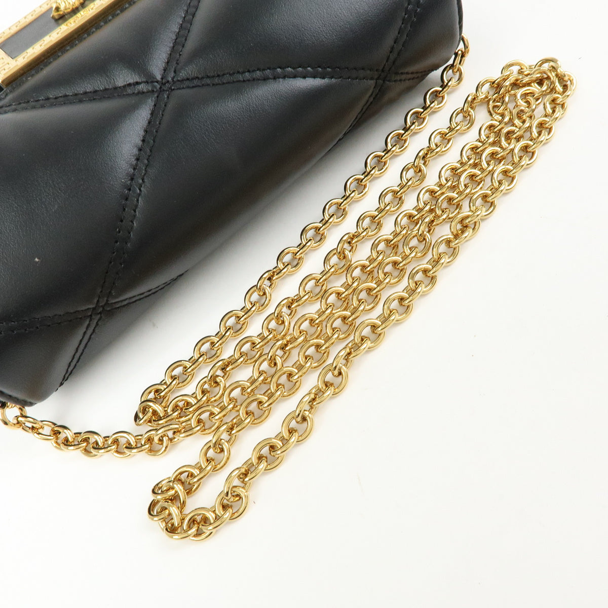 VERSACE Medusa Leather Chain Shoulder Bag Crossbody Bag Black