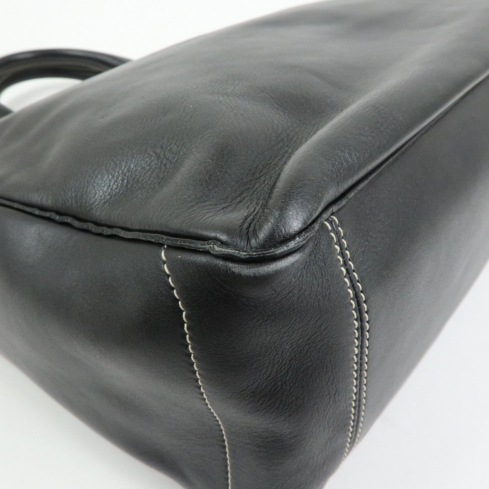 CELINE Boogie Bag Leather Hand Bag Tote Bag Black Silver