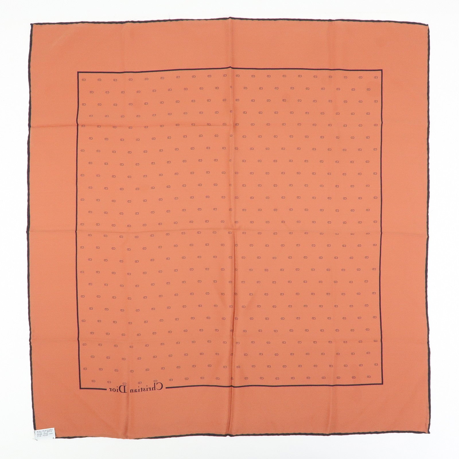 Christian Dior CD Logo Silk 100% Scarf Brown Black