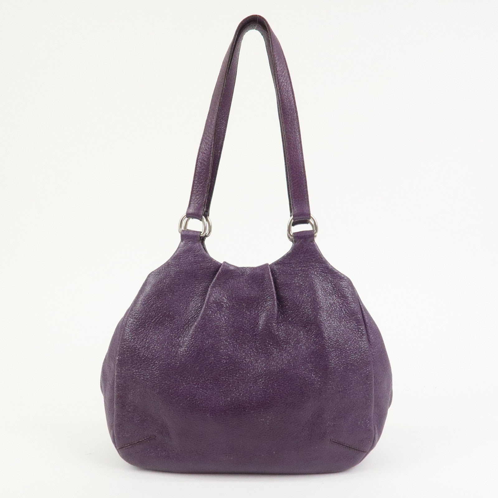 PRADA Leather Tote Bag Shoulder Bag Purple Silver