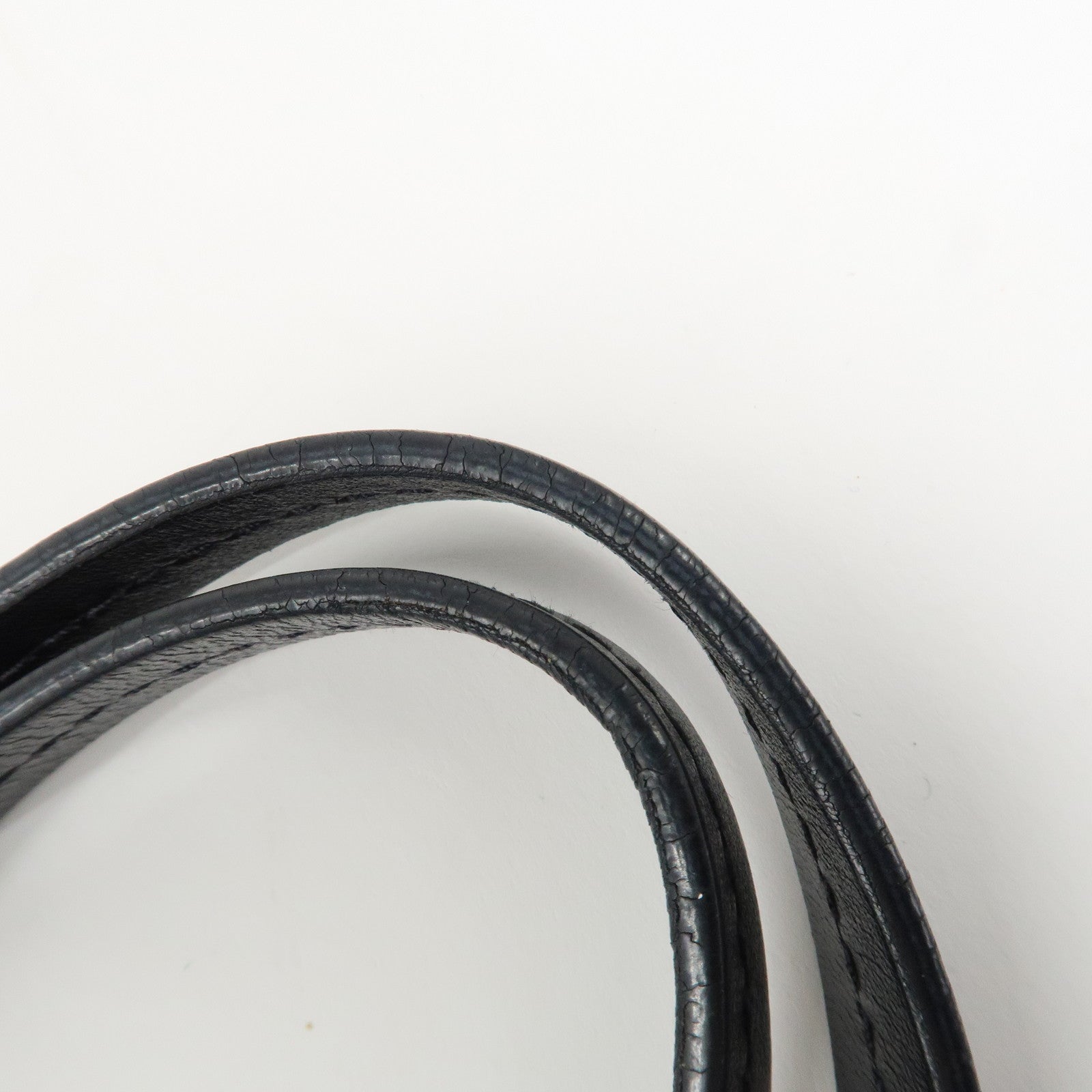 MIU MIU Leather Braid Tote Bag Shoulder Bag Black White 5BG193 Used