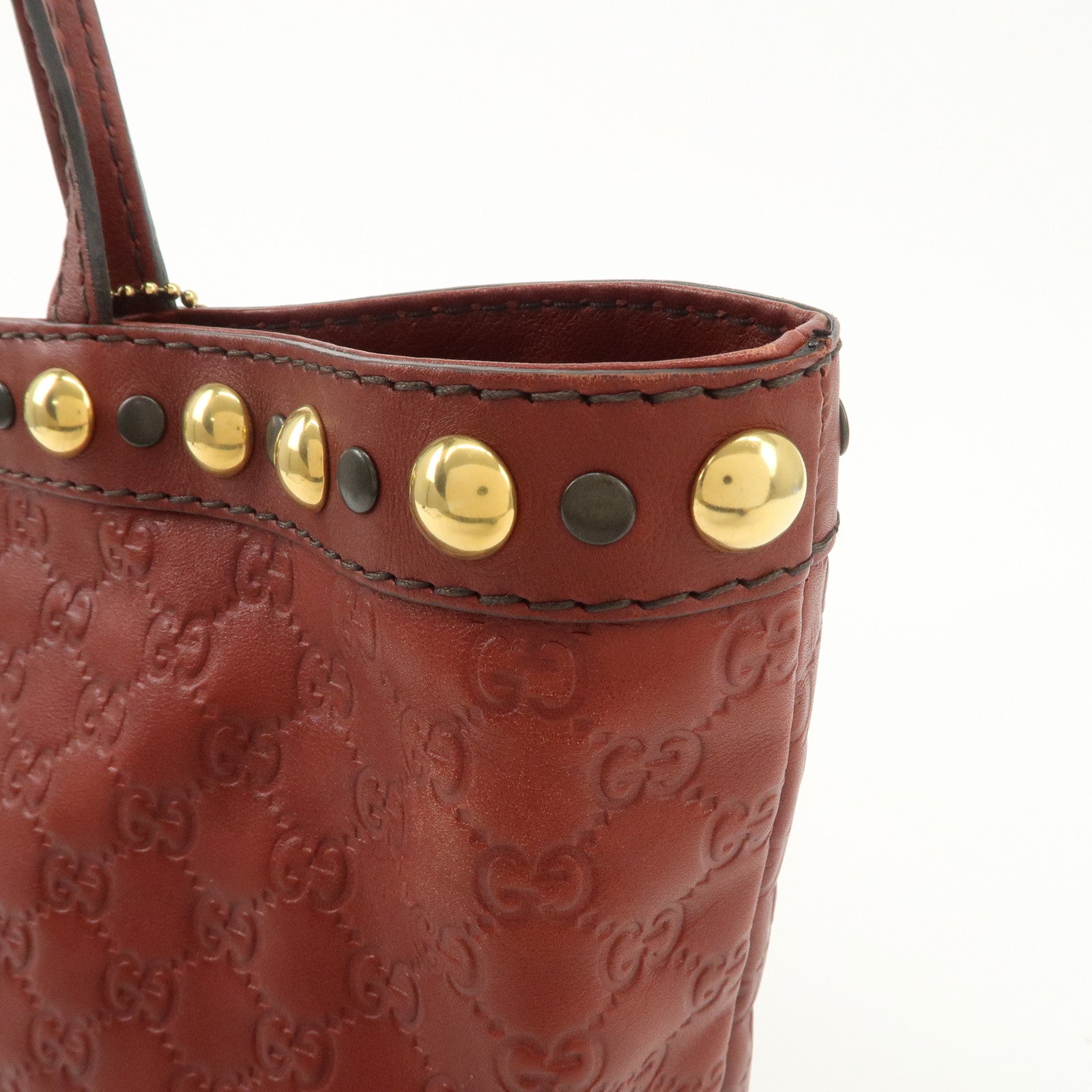 GUCCI Historia Guccissima Leather Tote Hand Bag Red Brown 207291 Used