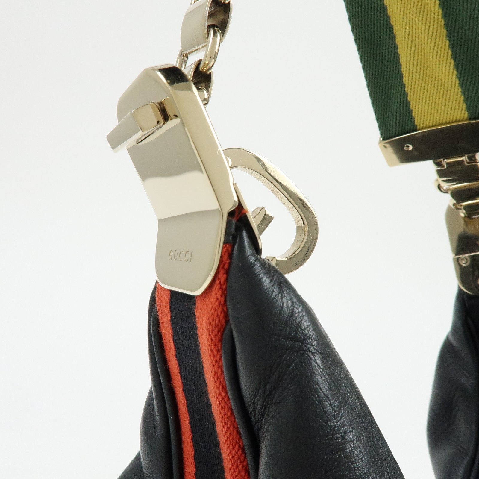 GUCCI Attache Leather Shoulder Bag Crossbody Bag Black 702823