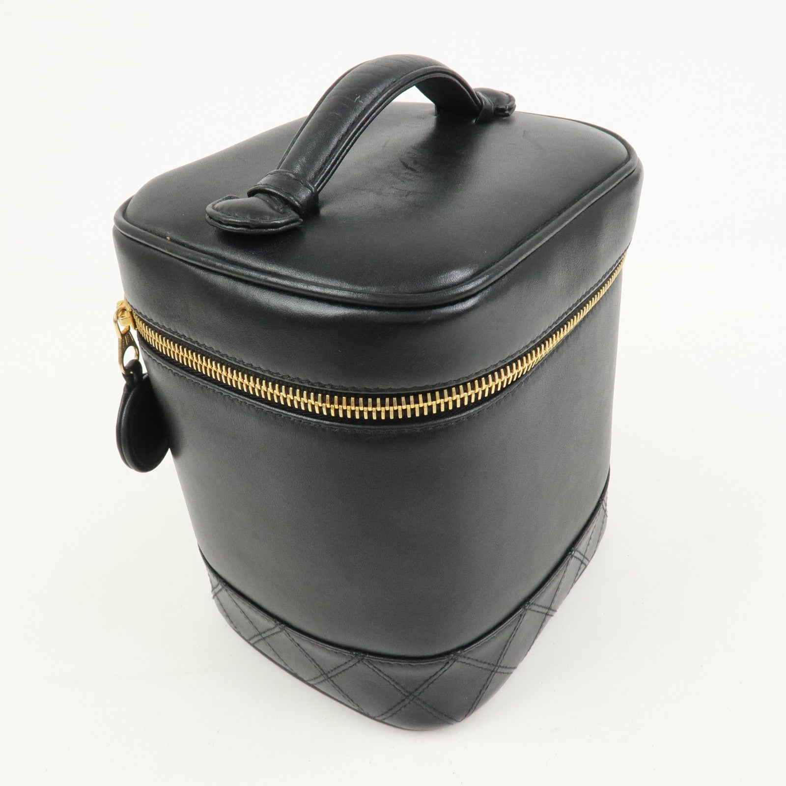 CHANEL Bicolore Lamb Skin Vanity Bag Hand Bag Makeup Bag A01619