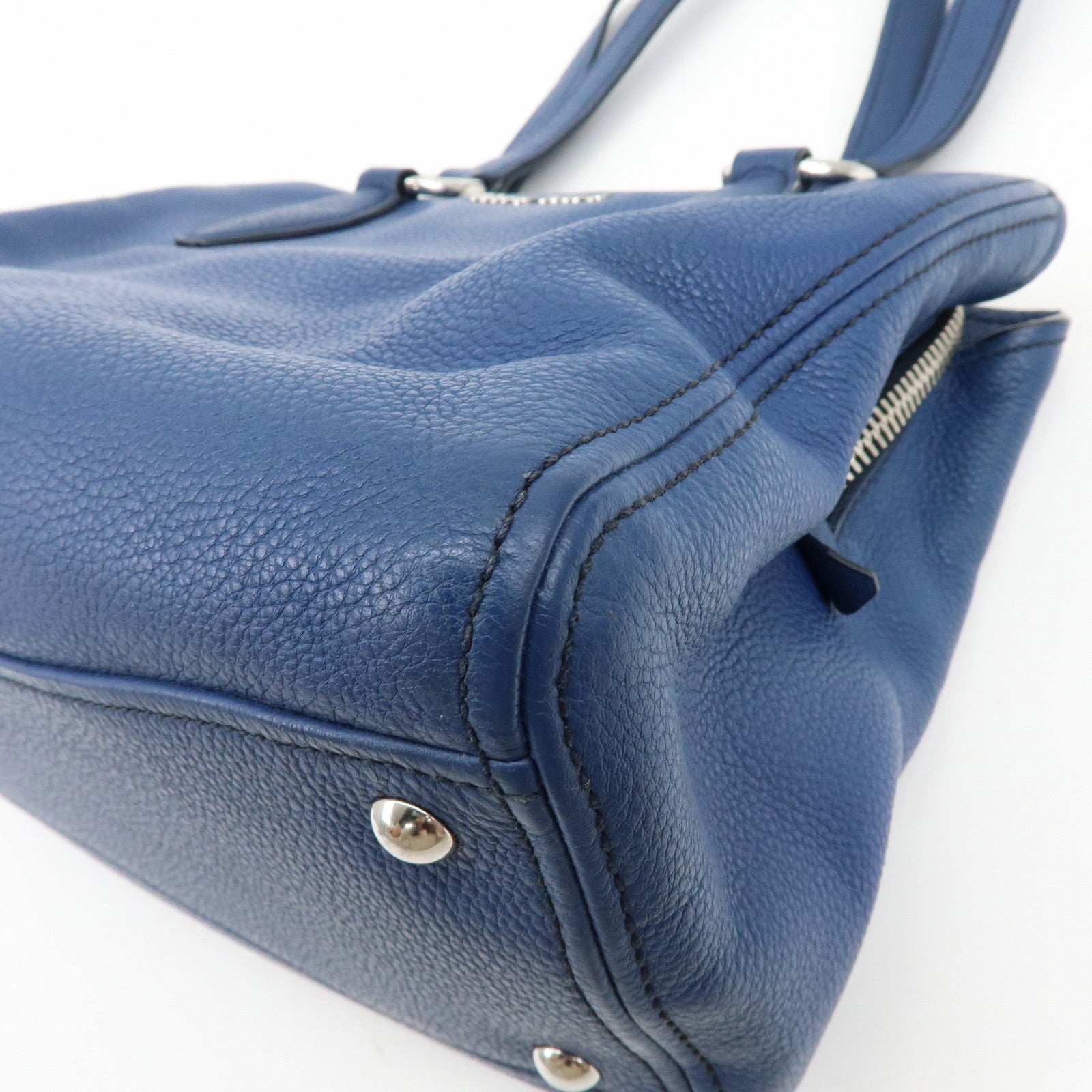 MIU MIU Madras Leather 2Way Bag Hand Bag Shoulder Bag Blue