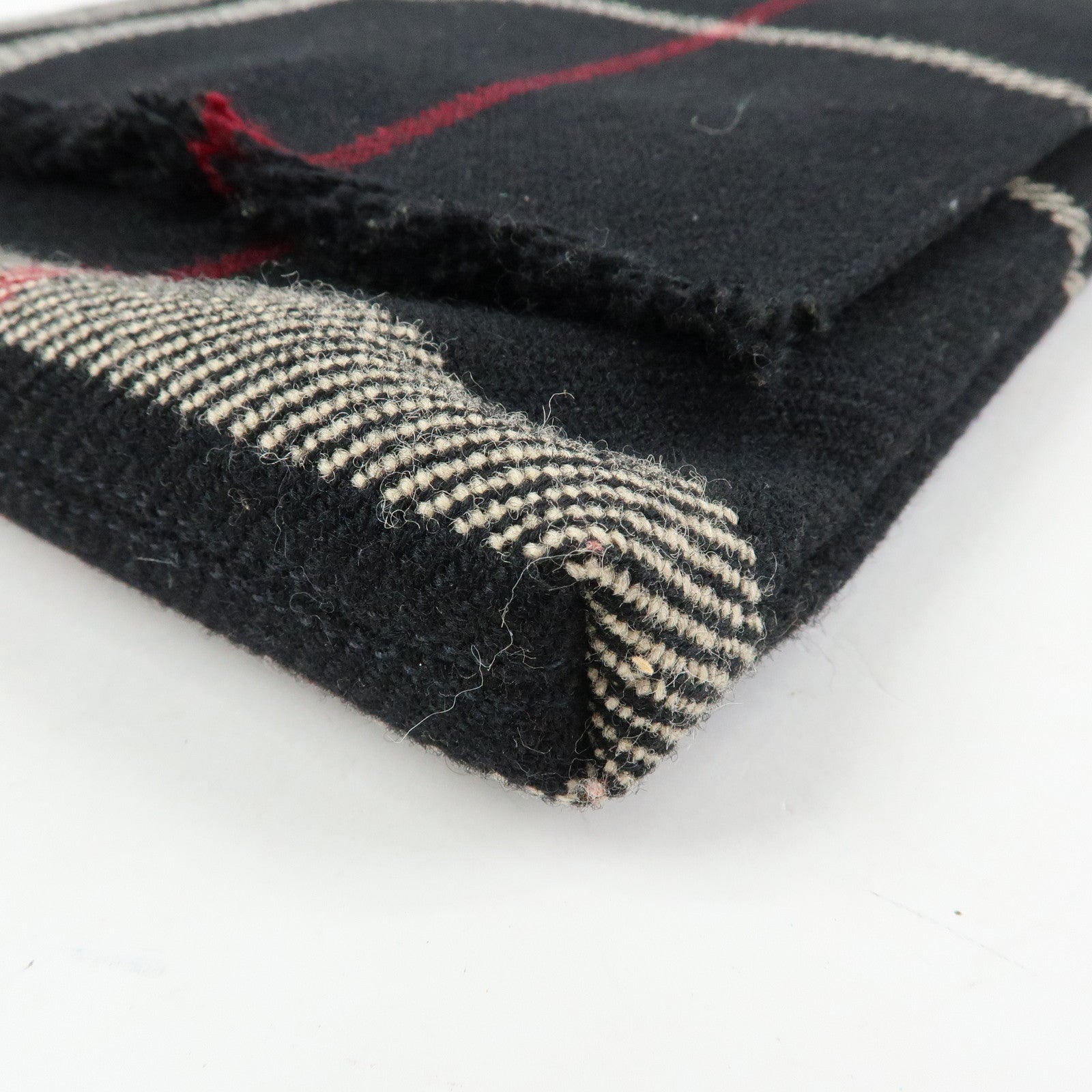 BURBERRY Plaid Wool Leather Shoulder Bag Crossbody Bag Black