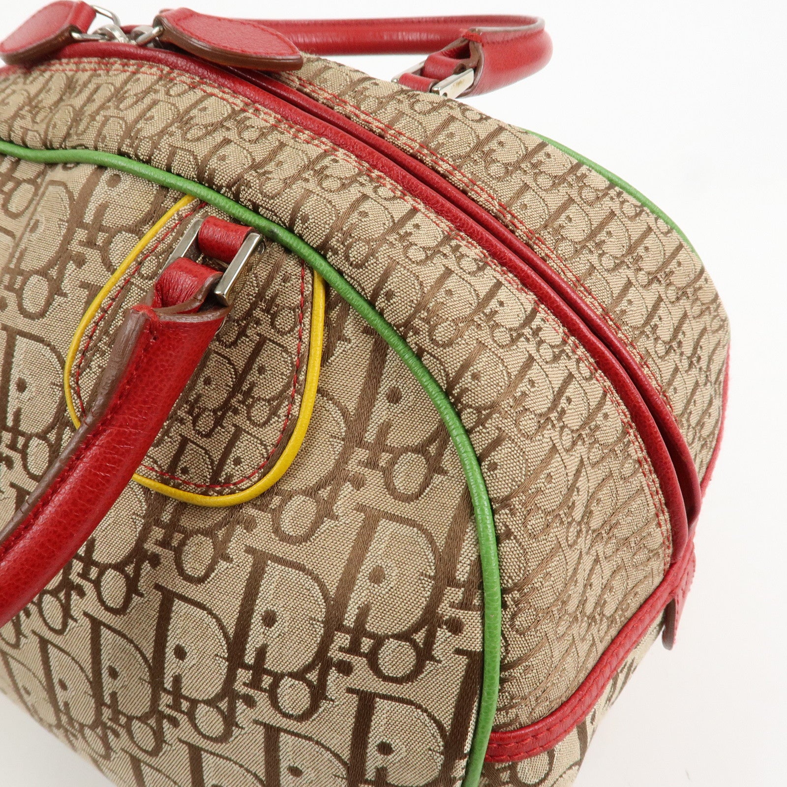 Christian Dior Rasta Trotter Canvas Boston Bag Beige 08RU0064 Used